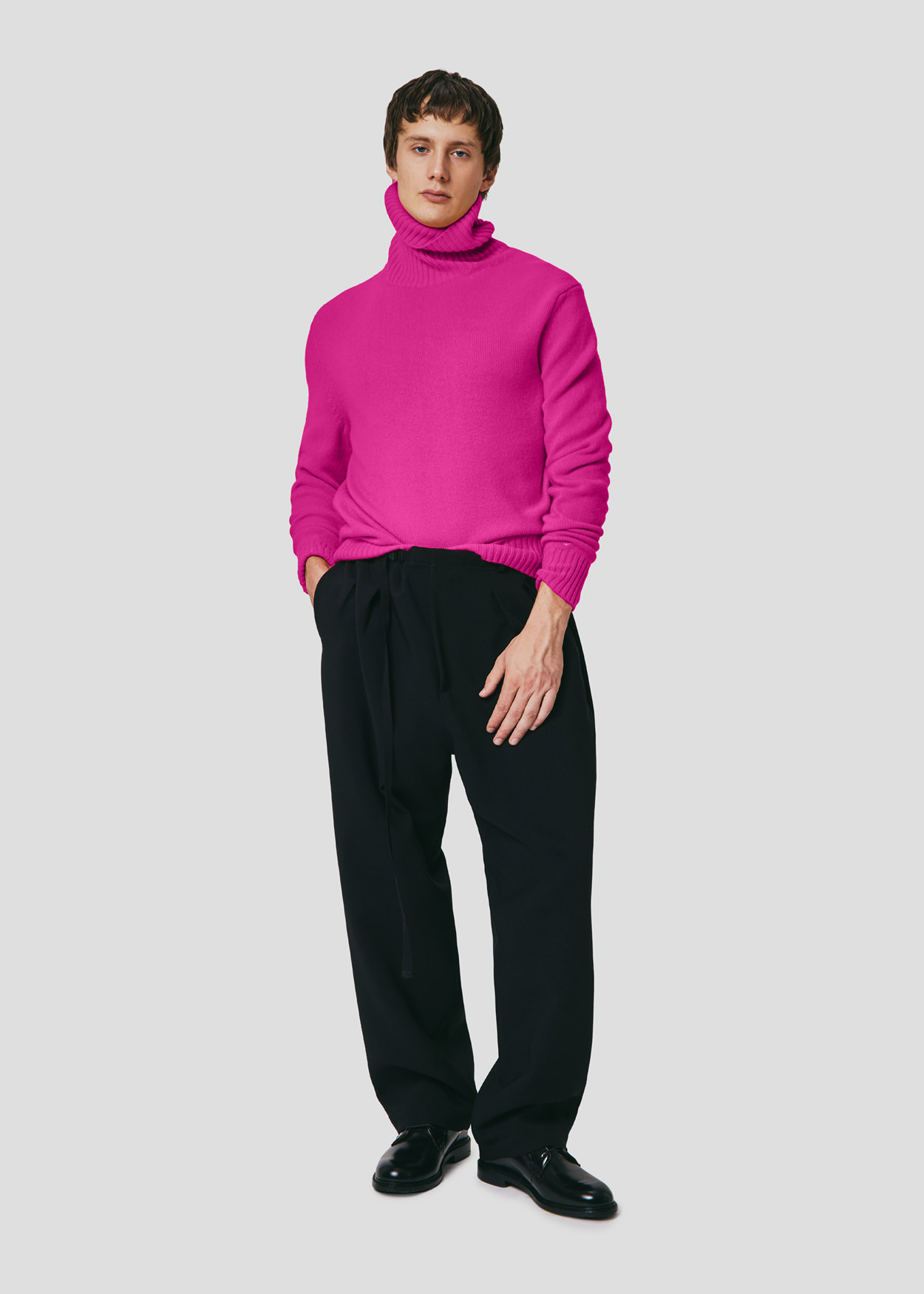 SEVEN GAUGE: MAGLIA COLLO ALTO IN LANA FUCSIA