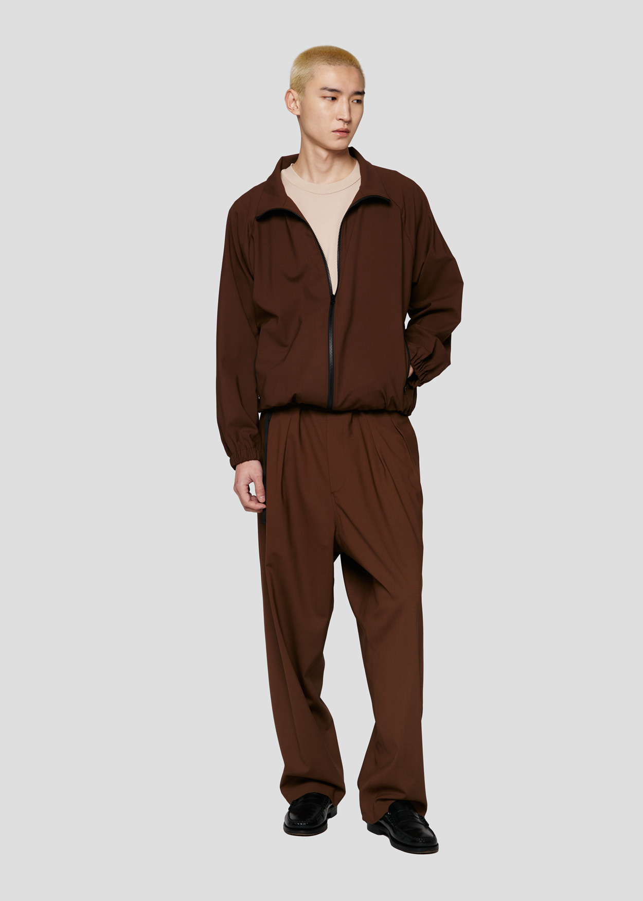 SEVEN GAUGE: GIACCA CON ZIP IN FRESCO LANA MARRONE
