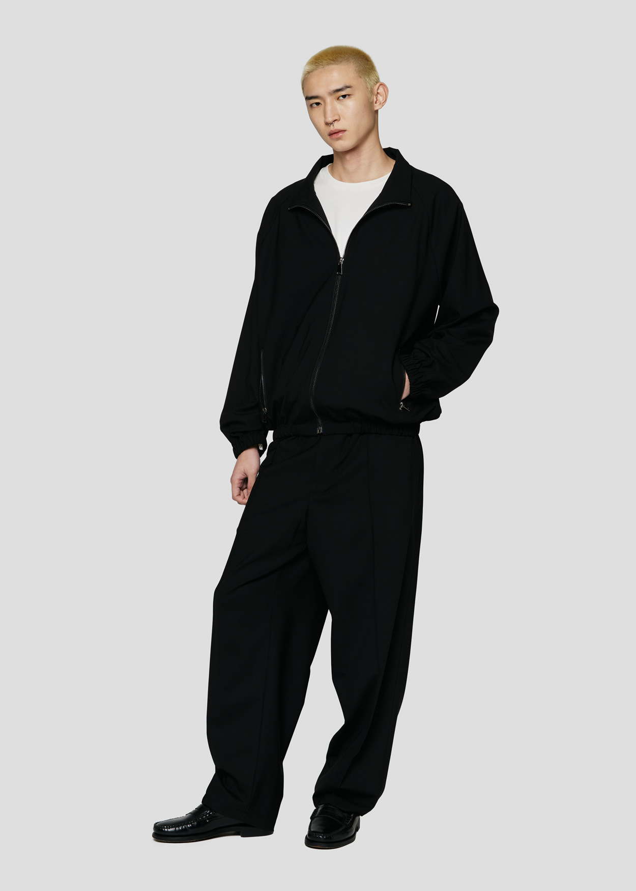 SEVEN GAUGE: ZIP JACKET TROPICAL WOOL BLACK