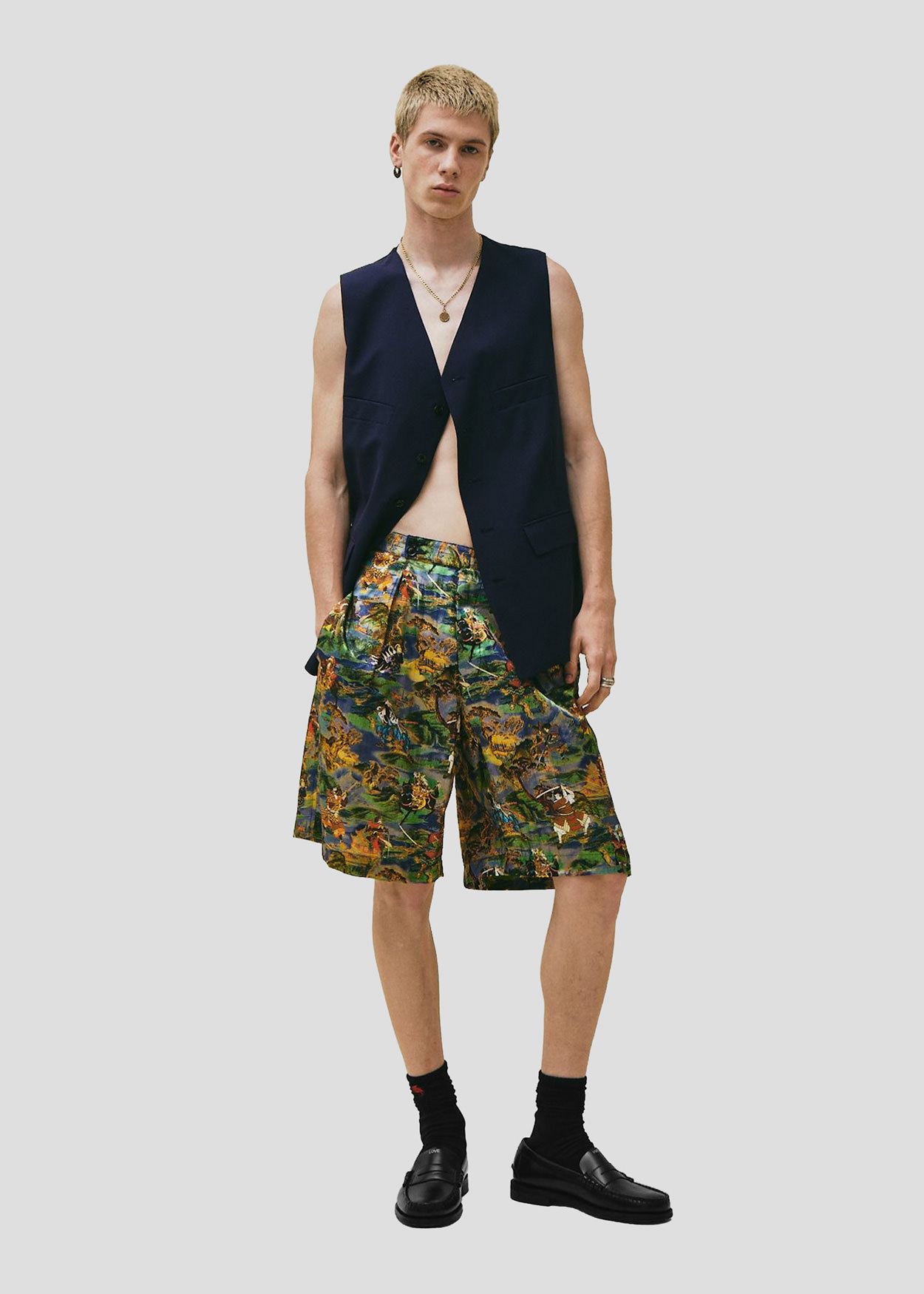 SEVEN GAUGE: GILET IN FRESCO LANA BLU