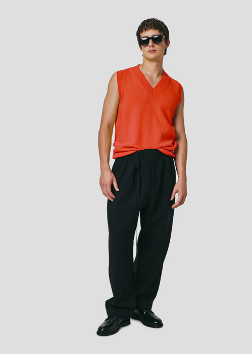 SEVEN GAUGE: VEST SWEATER ORANGE