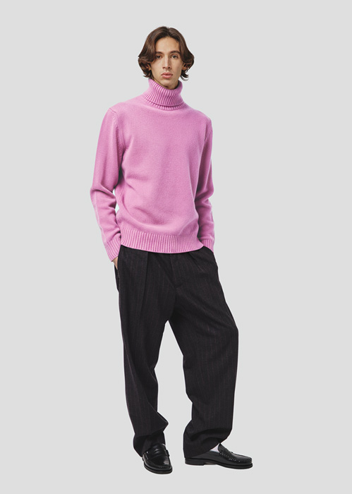 SEVEN GAUGE: LAMBSWOOL HIGH NECK SWEATER PINK