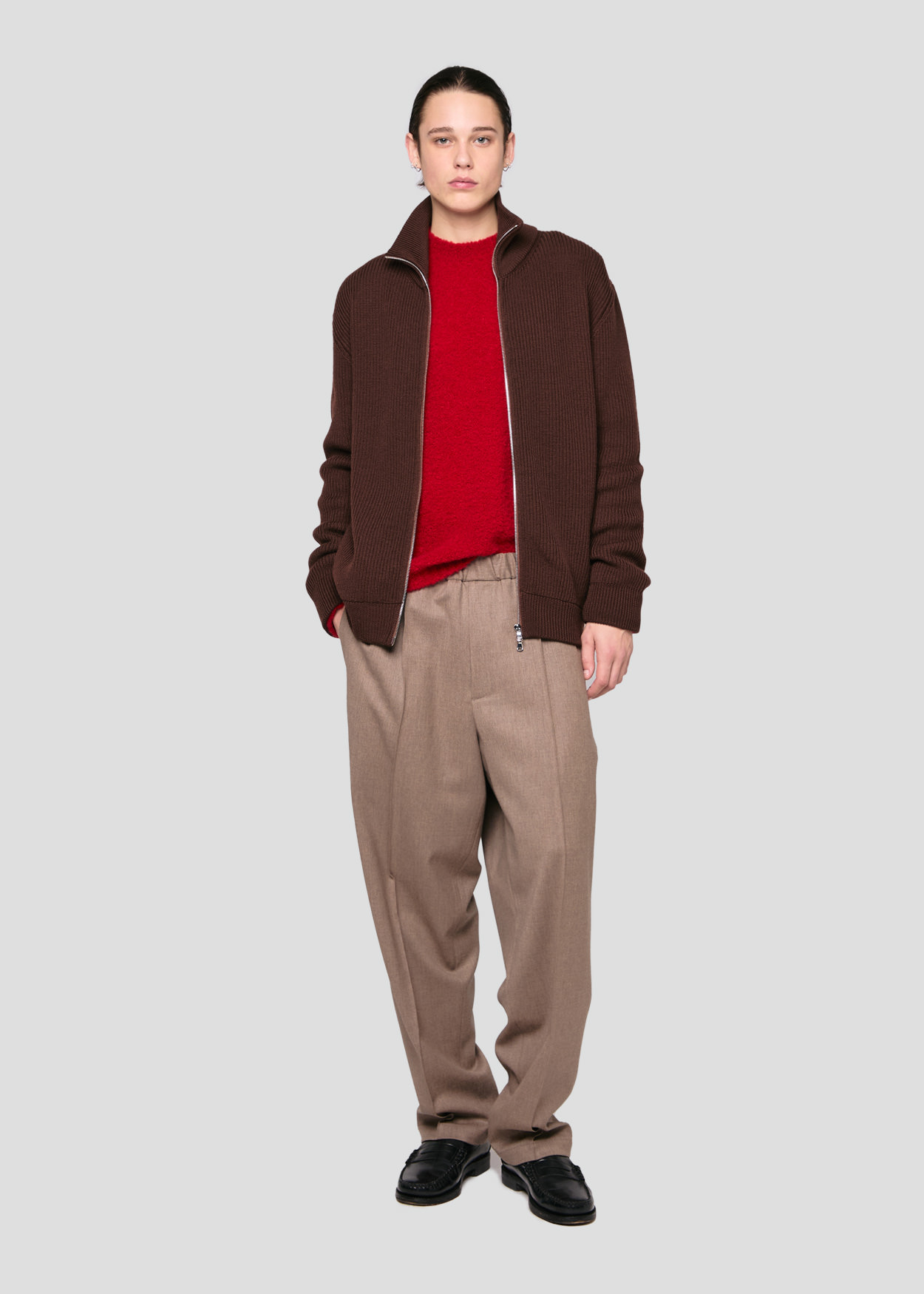 SEVEN GAUGE: MAGLIA COSTA INGLESE CON ZIP MORO