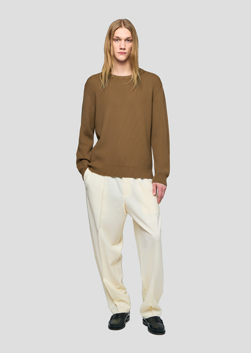 SEVEN GAUGE: MAGLIA GIROCOLLO COSTA INGLESE NOCCIOLA