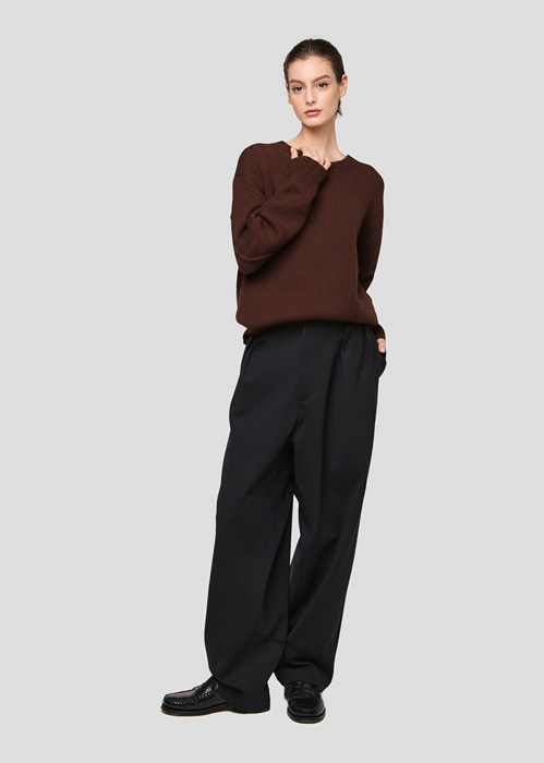 SEVEN GAUGE: MAGLIA GIROCOLLO IN ALPACA MORO