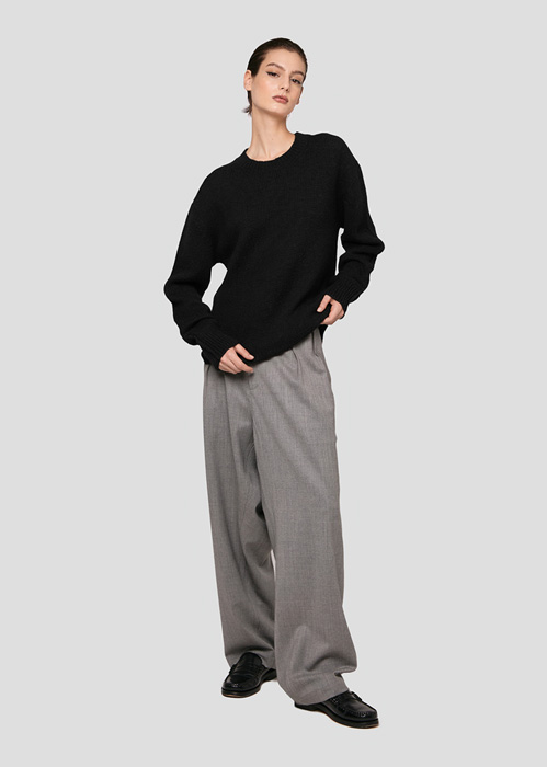 SEVEN GAUGE: MAGLIA GIROCOLLO IN ALPACA NERO