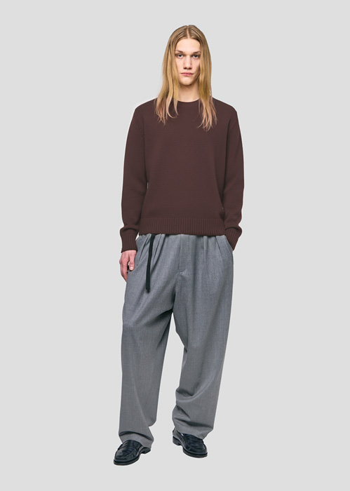 SEVEN GAUGE: LAMBSWOOL CREWNECK SWEATER MORO