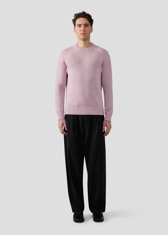 SEVEN GAUGE: PINK WOOL CREWNECK SWEATER