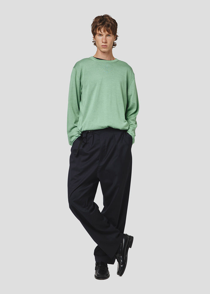 SEVEN GAUGE: MAGLIA GIROCOLLO SETA MERINOS ACQUA