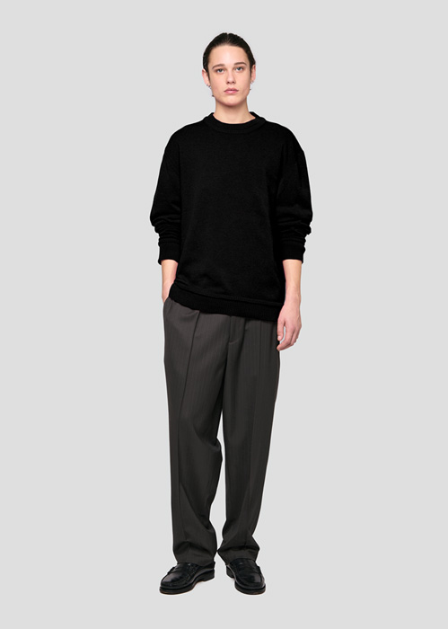 SEVEN GAUGE: WOOL CASHMERE CREWNECK SWEATER BLACK