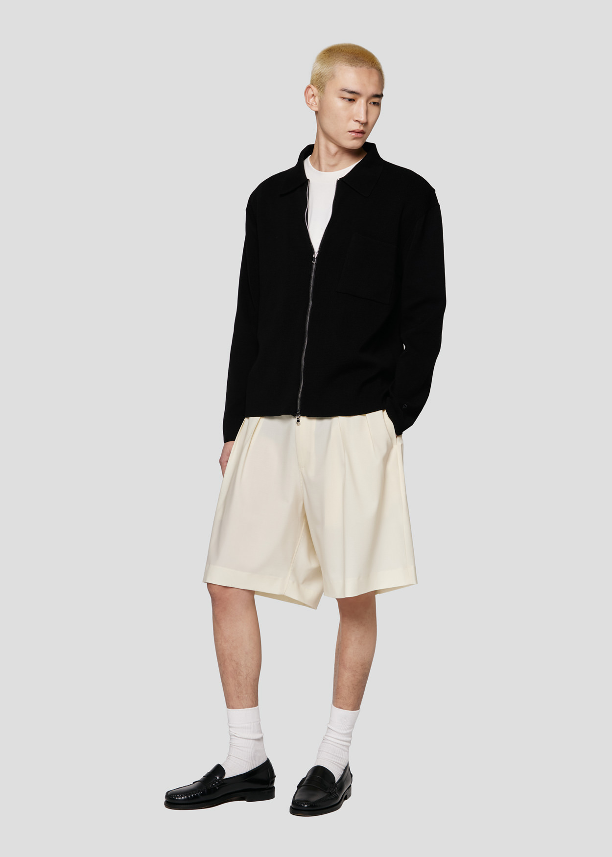 SEVEN GAUGE: OVERSHIRT CON ZIP IN CREPE NERO
