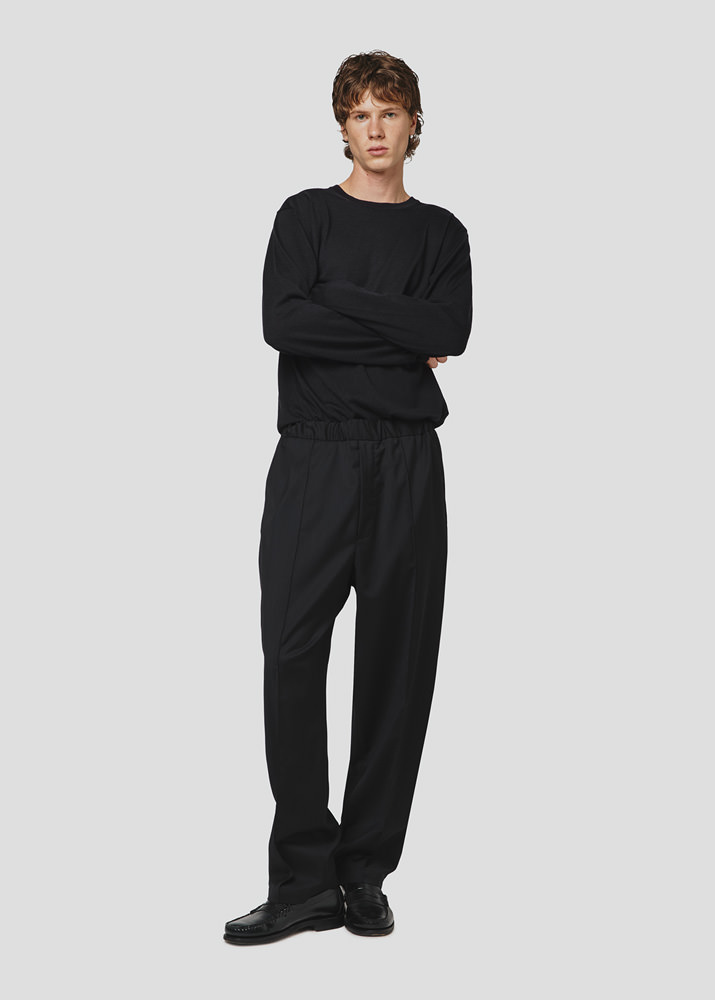 SEVEN GAUGE: PANTALONI CON PIEGA FRESCO LANA NERO
