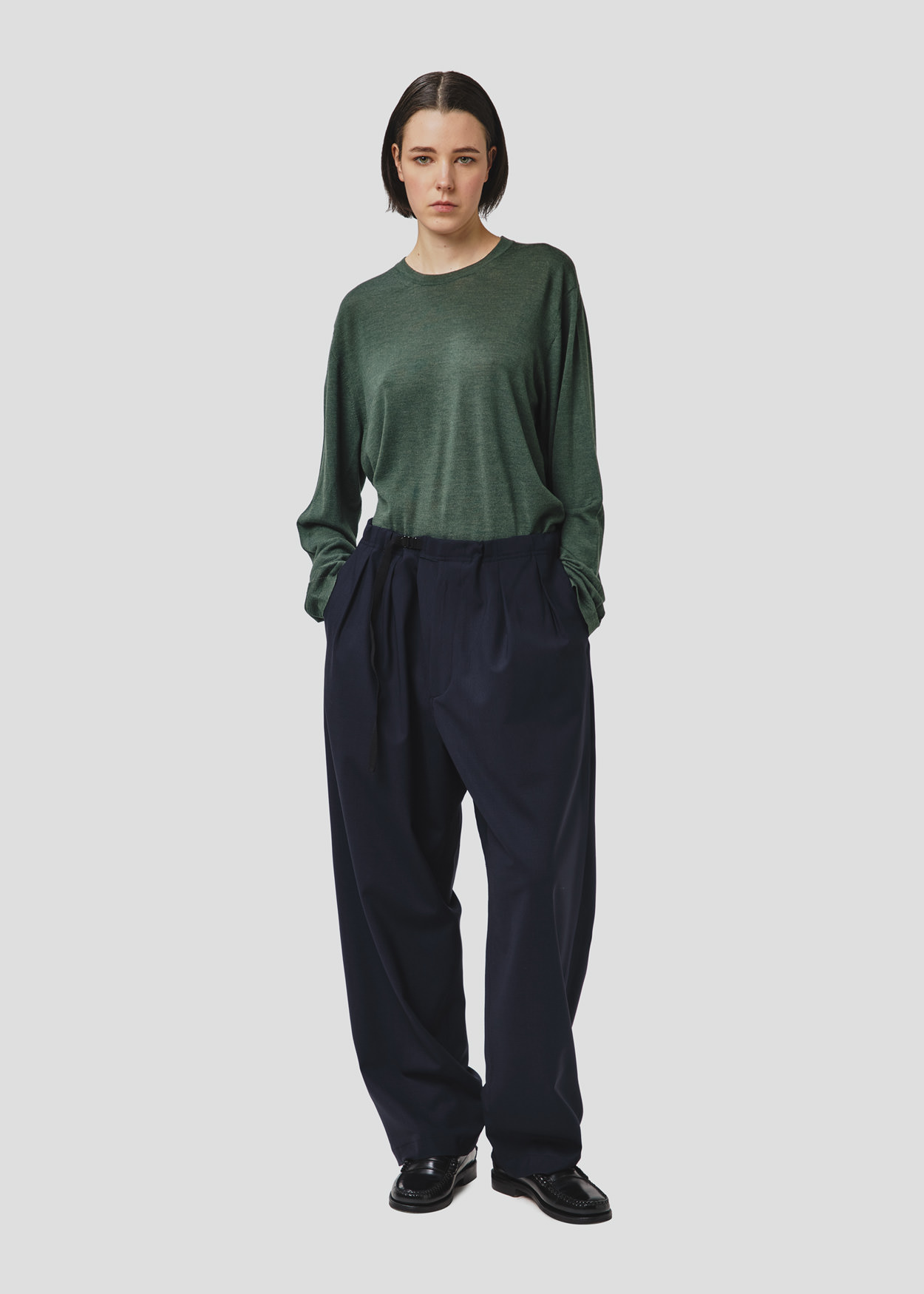 SEVEN GAUGE: BLUE WOOL TROUSERS