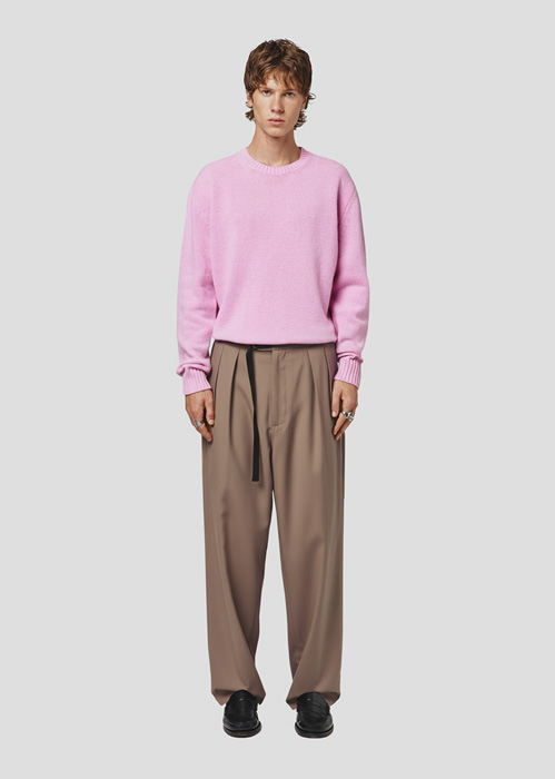 SEVEN GAUGE: PANTALONI IN LANA NOCCIOLA MELANGE