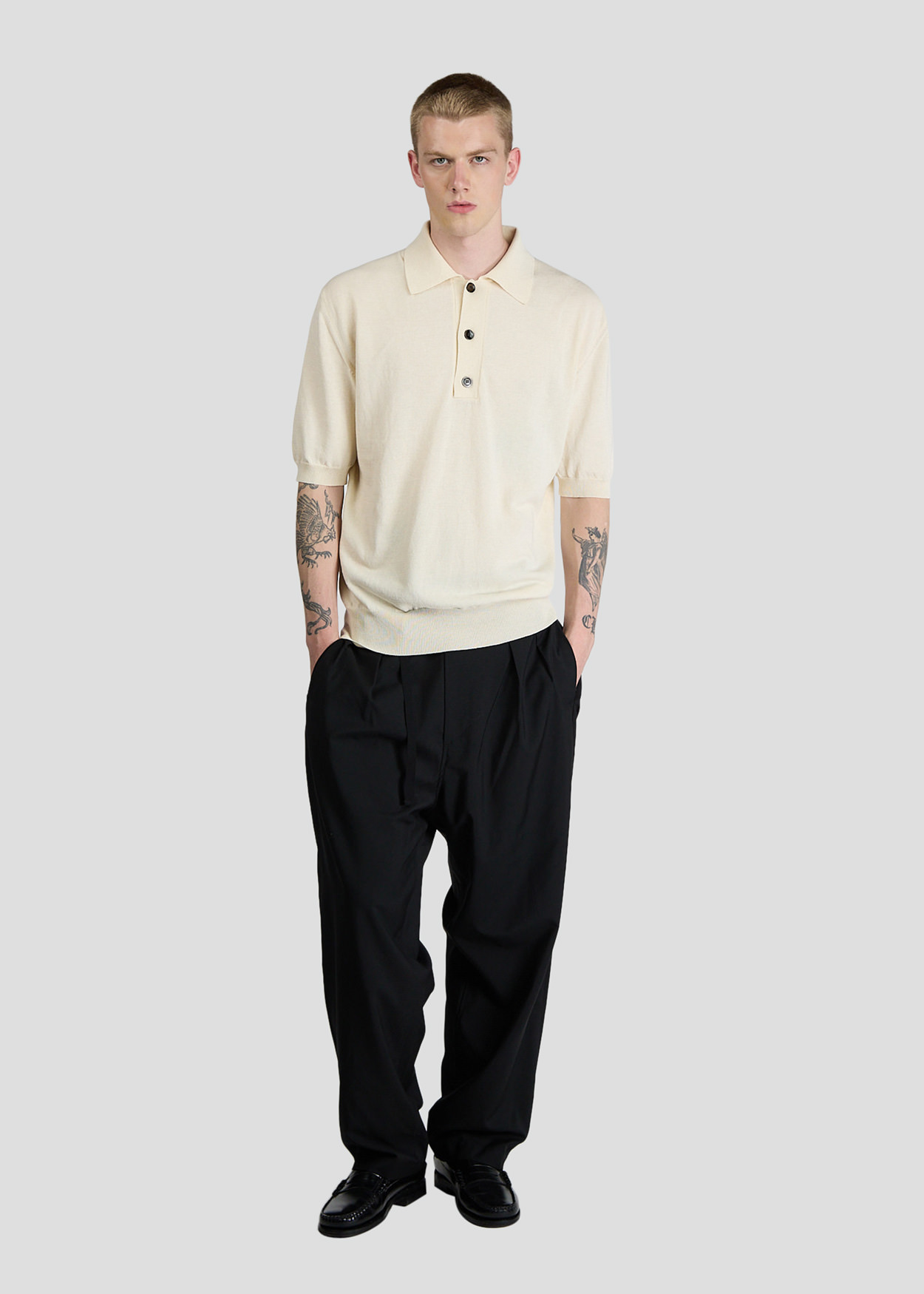CREPE POLO SHORT SLEEVE BEIGE