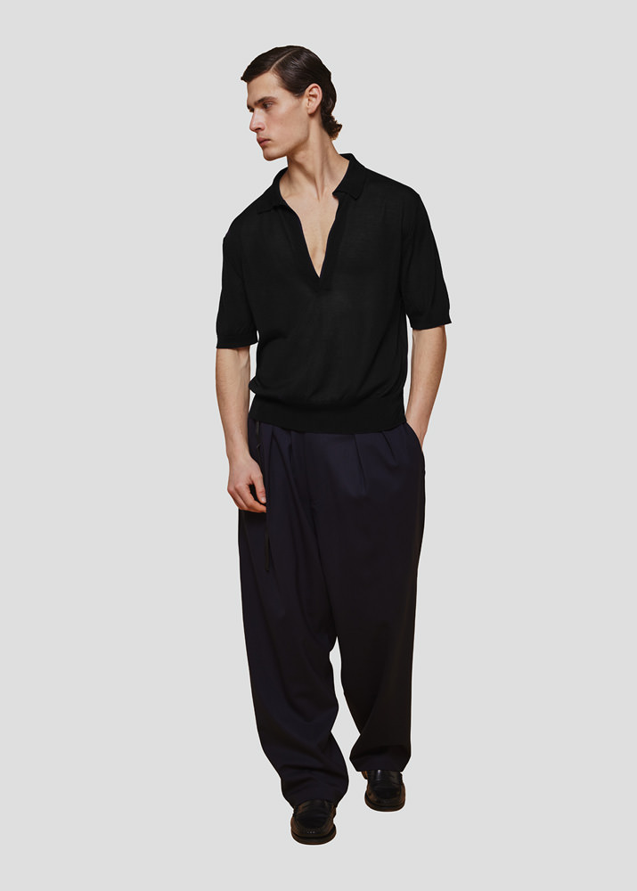 SEVEN GAUGE: POLO LYOCELL M/C NERO