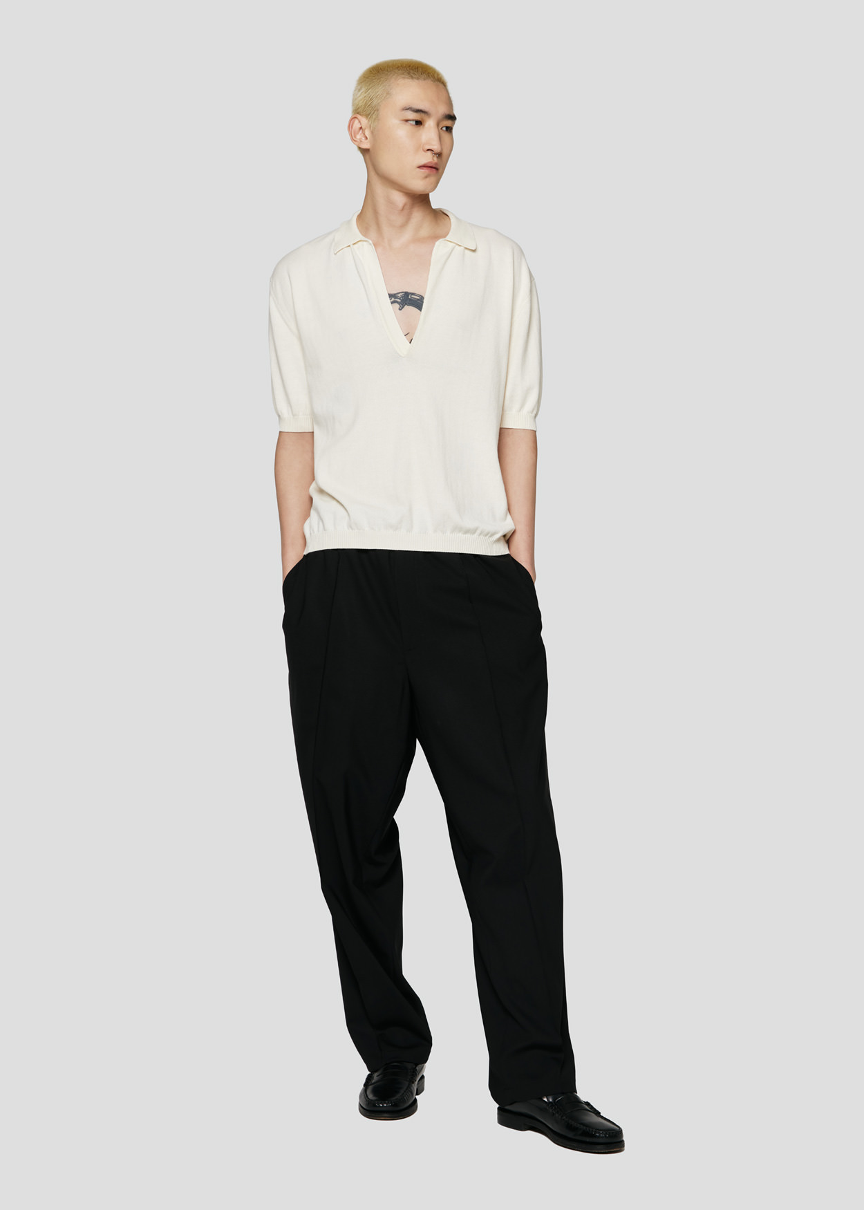 SEVEN GAUGE: COTTON SHORT SLEEVE POLO CREAM