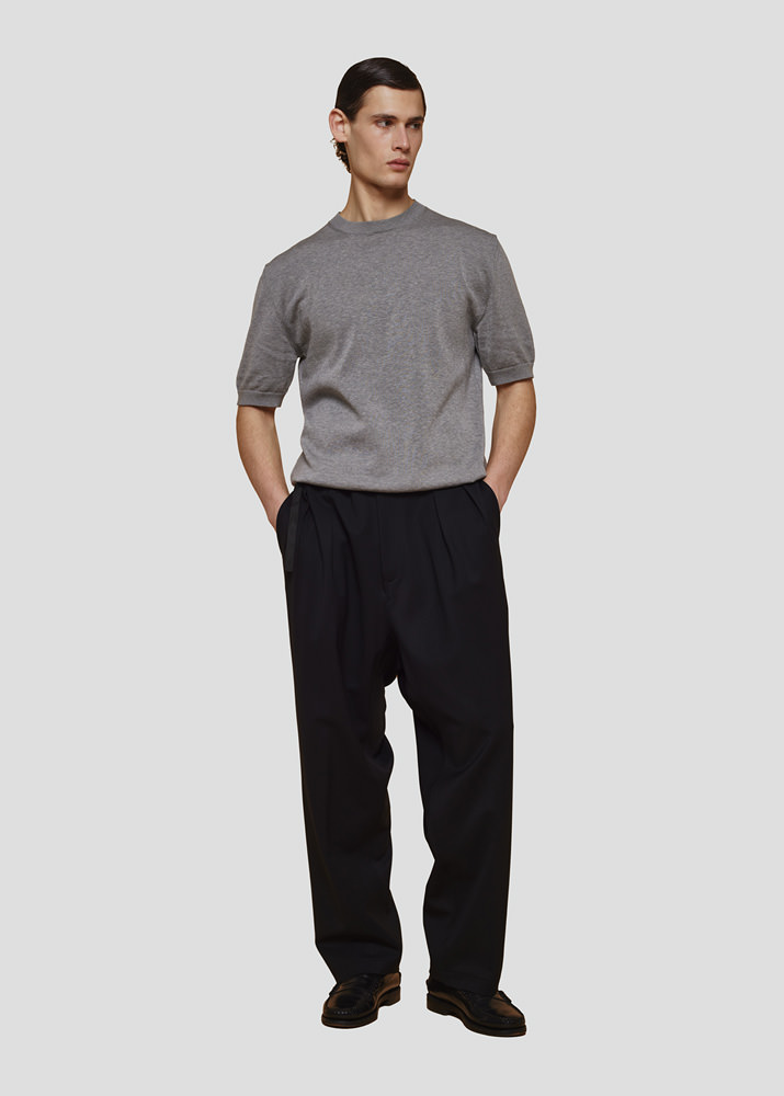 SEVEN GAUGE: PULLOVER GIROCOLLO IN COTONE LEGGERO M/C GRIGIO MELANGE