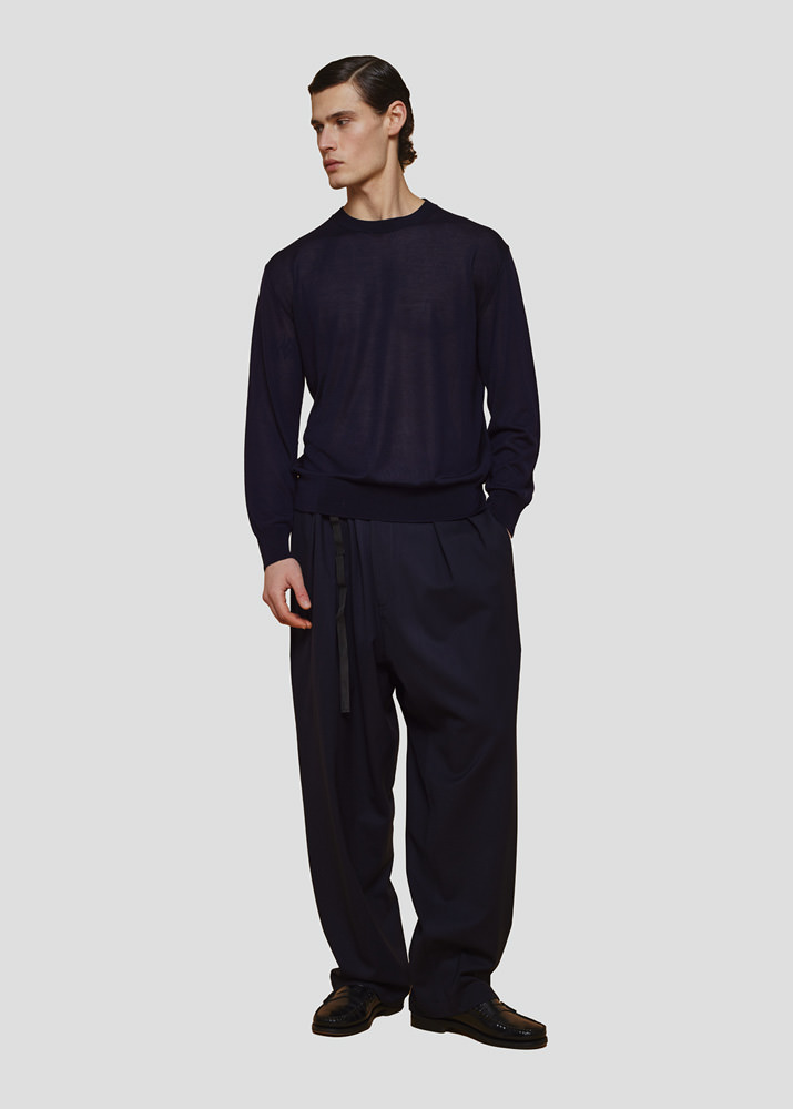 SEVEN GAUGE: PULLOVER LYOCELL GIROCOLLO M/L BLU