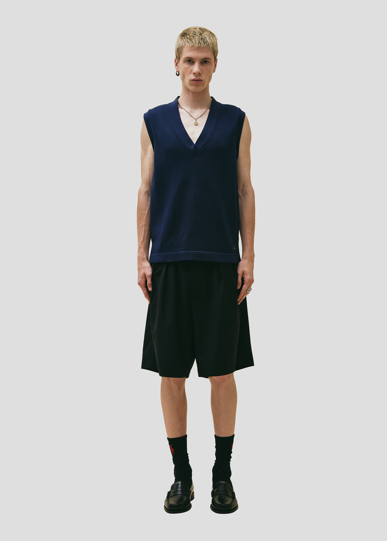 SEVEN GAUGE: GILET IN COTONE BLU
