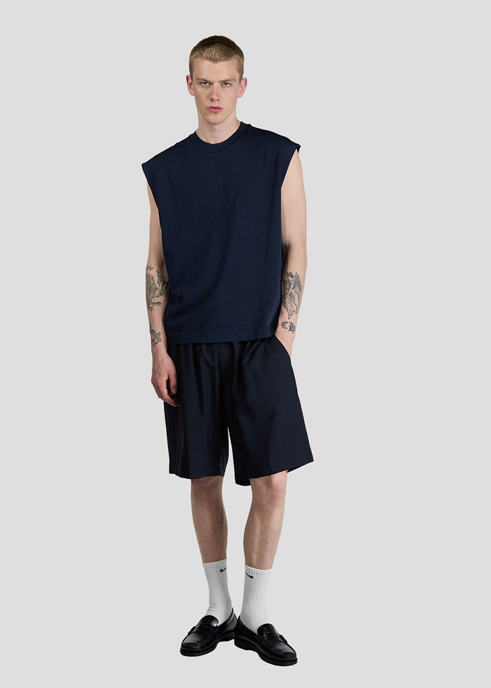 SEVEN GAUGE: T-SHIRT SLEEVELESS HEAVY JERSEY BLUE