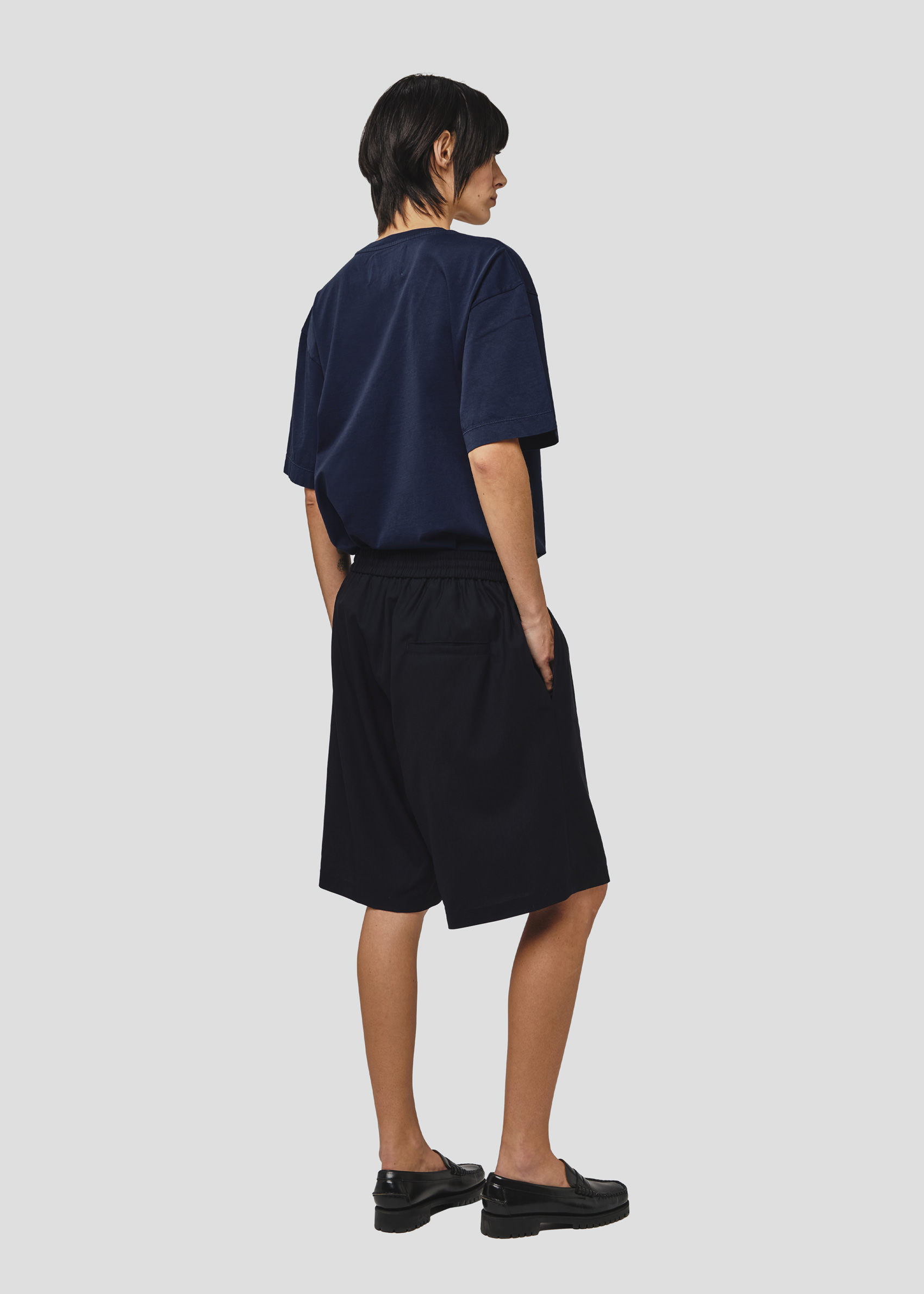 SEVEN GAUGE: SHORT BASKET TROPICAL WOOL BLUE