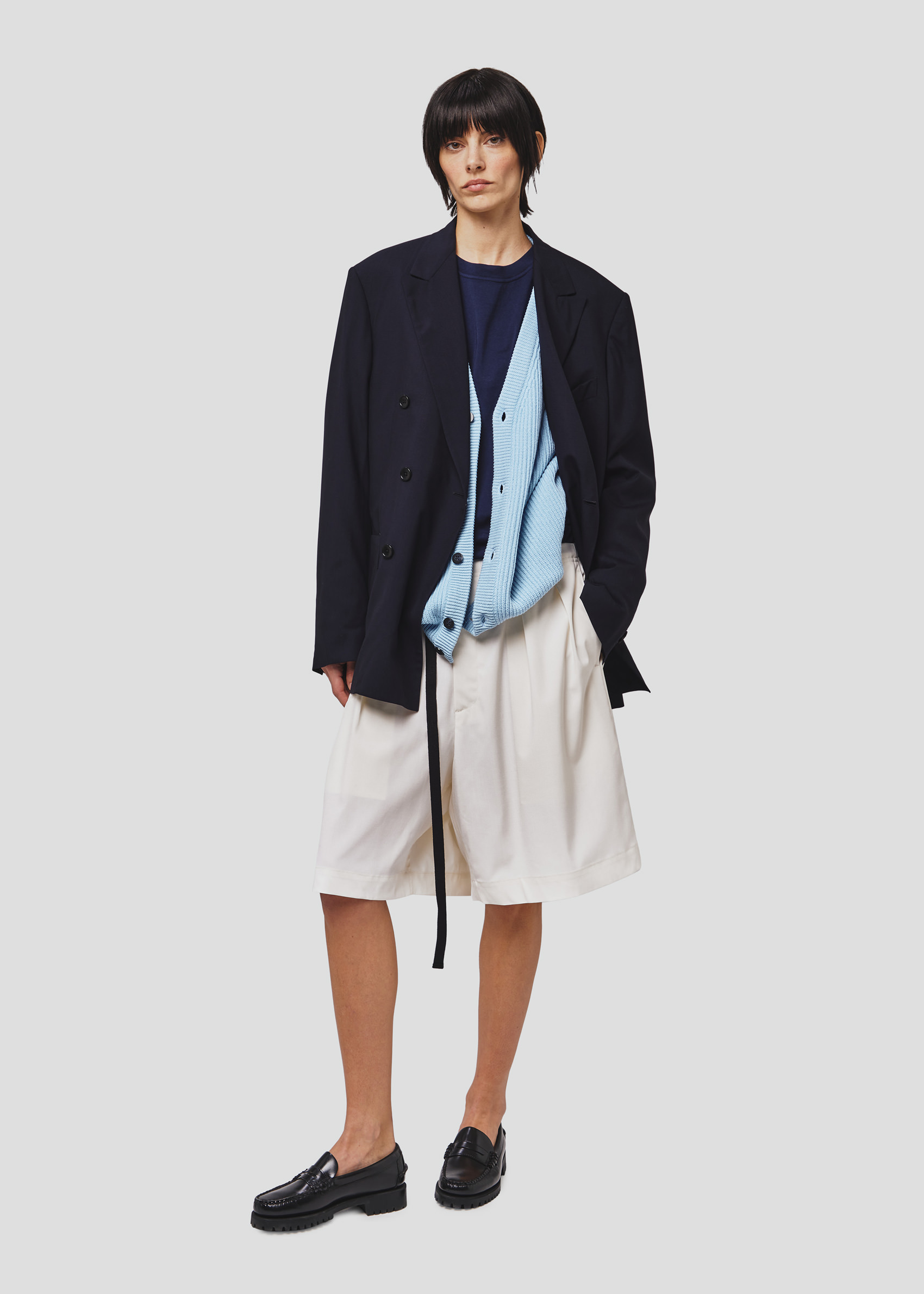 SEVEN GAUGE: BLAZER DOPPIOPETTO FRESCO DI LANA BLU