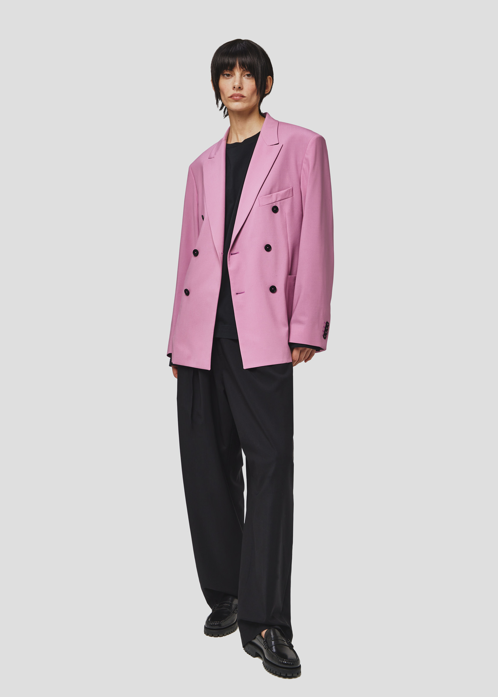 SEVEN GAUGE: DOUBLE BREAST BLAZER TROPICAL WOOL MAUVE