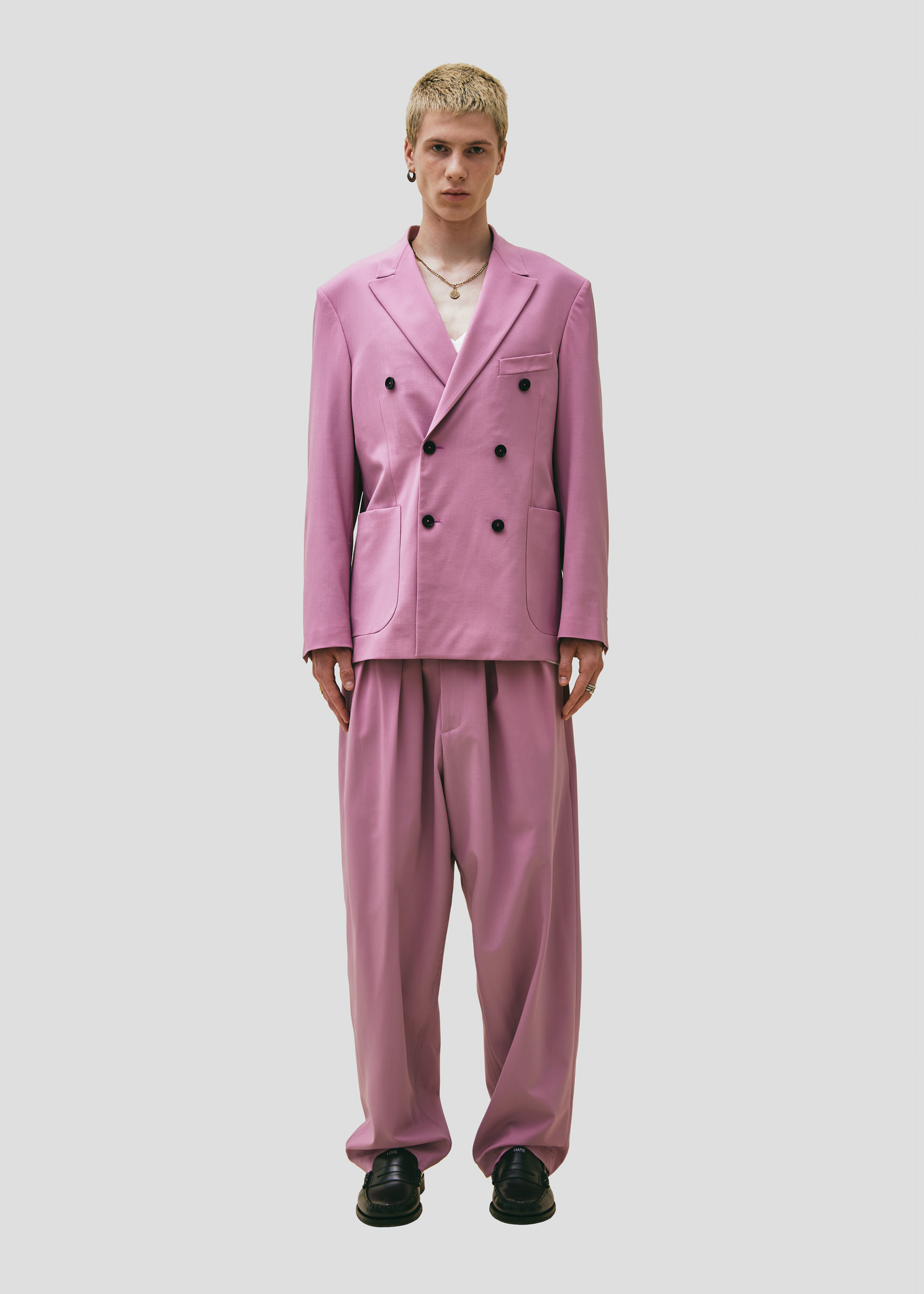 SEVEN GAUGE: DOUBLE BREAST BLAZER TROPICAL WOOL MAUVE