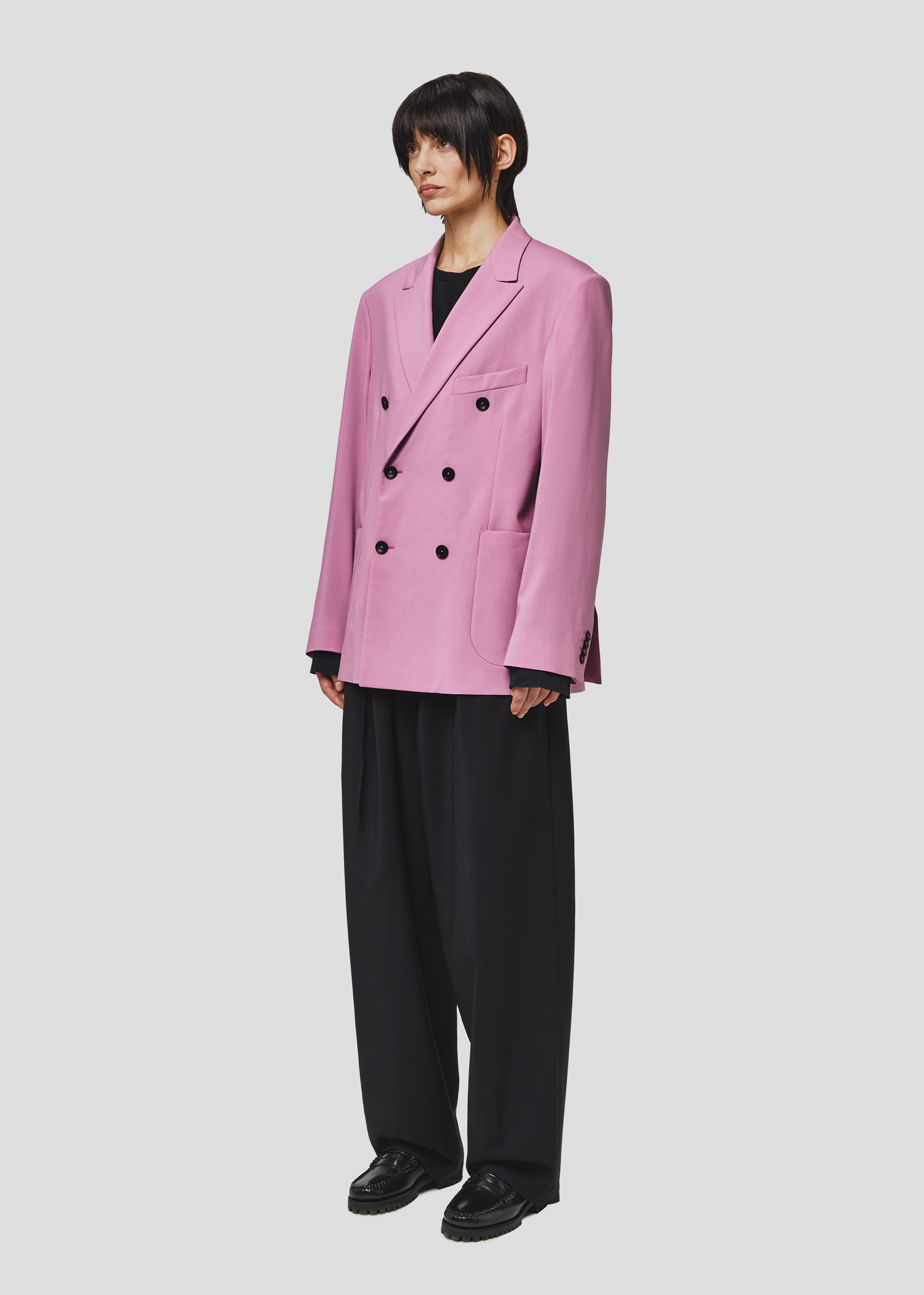 SEVEN GAUGE: DOUBLE BREAST BLAZER TROPICAL WOOL MAUVE