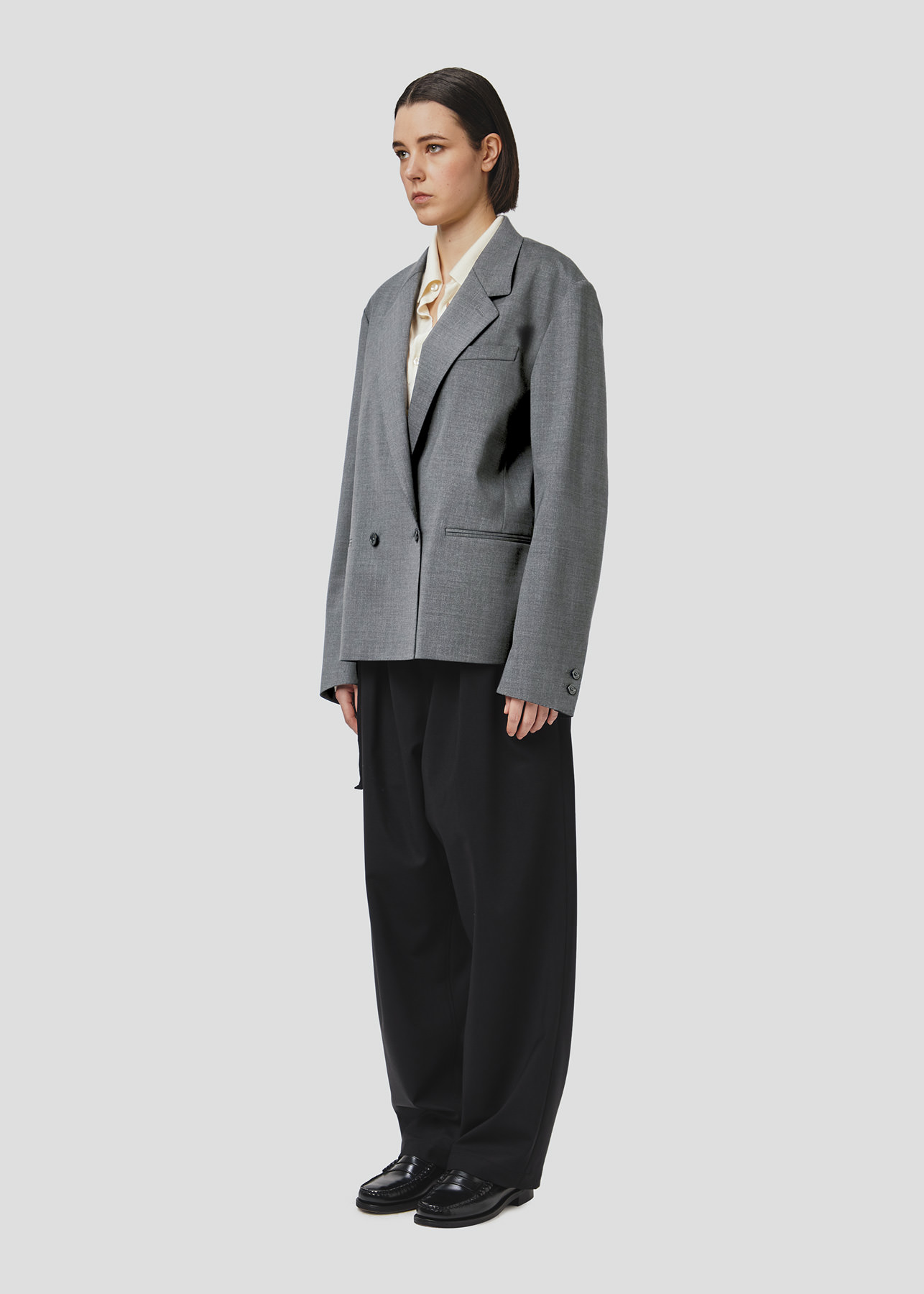 Seven Gauge BLAZER DOUBLE BREAST BOXY TROPICAL WOOL GREY | Seven Gauge