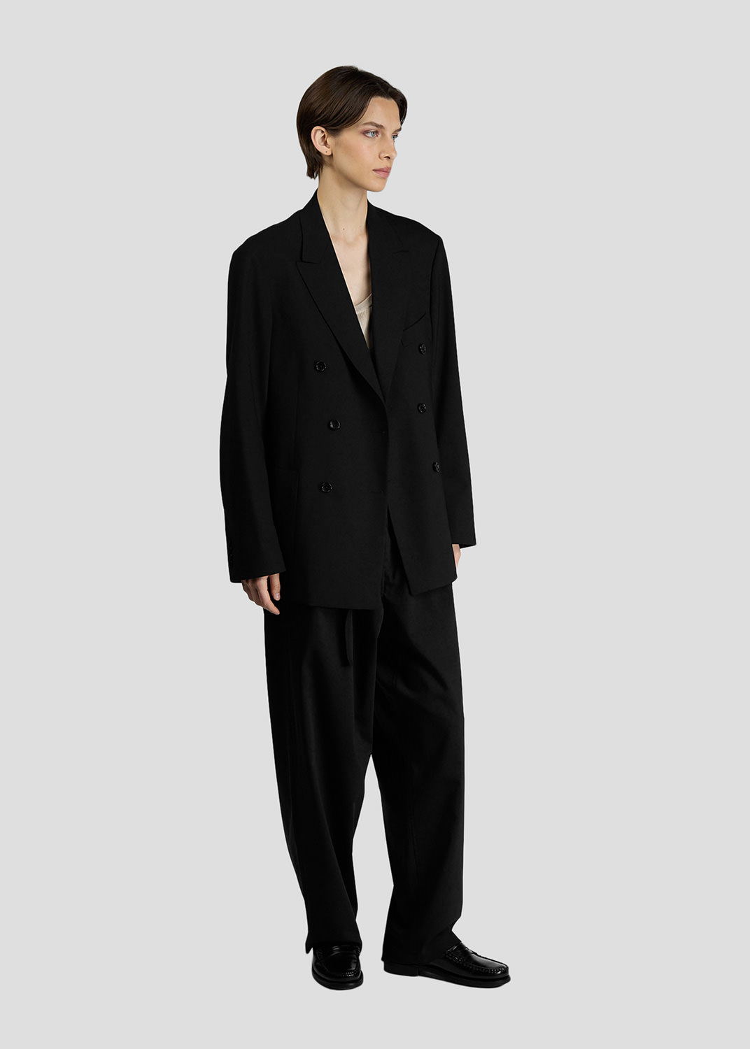 SEVEN GAUGE: BLAZER DOPPIOPETTO FRESCO DI LANA NERO