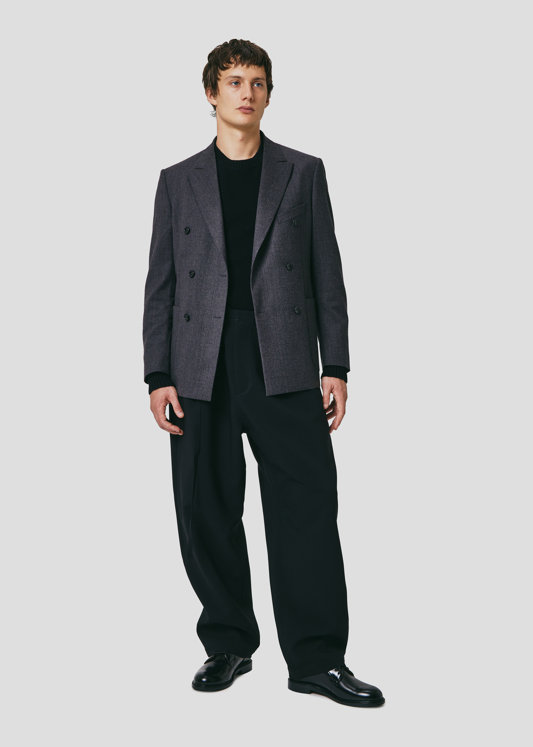 SEVEN GAUGE: BLAZER DOPPIOPETTO FRESCO DI LANA GRIGIO