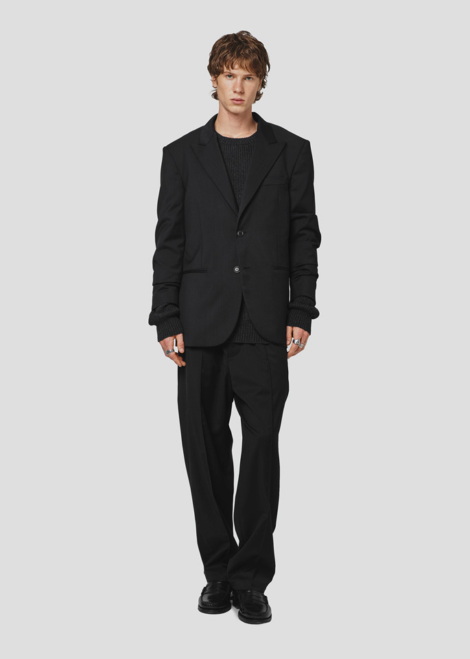 SEVEN GAUGE: BLAZER MONOPETTO FRESCO LANA NERO