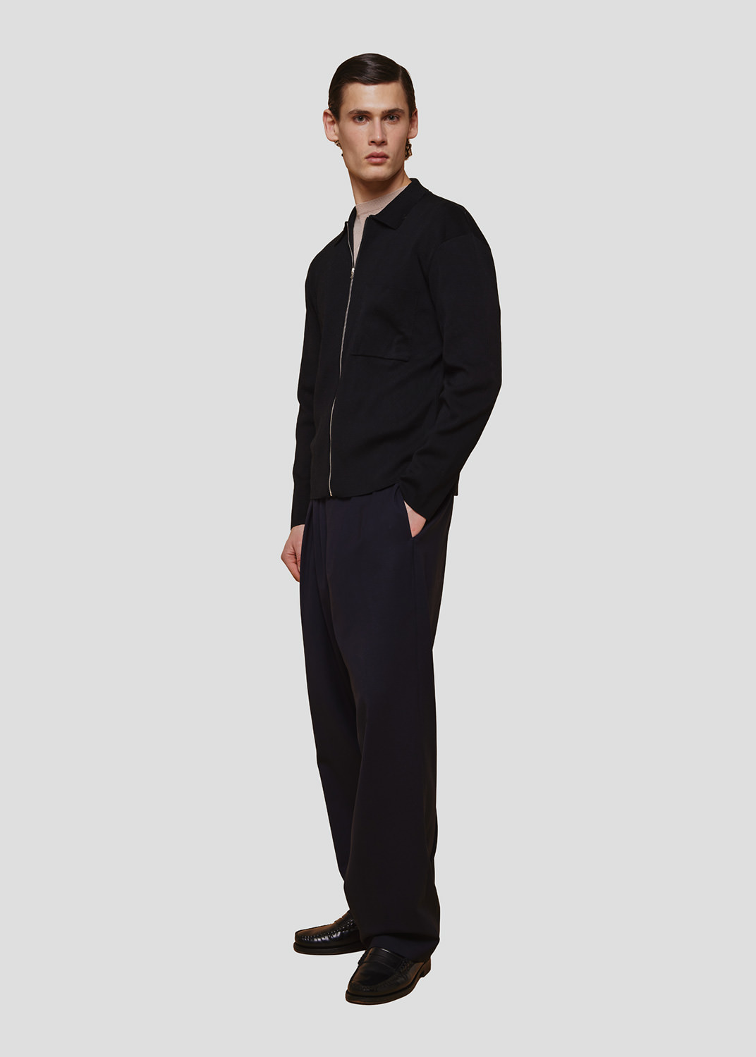 SEVEN GAUGE: CAMICIA CON ZIP IN COTONE LEGGERO NERO