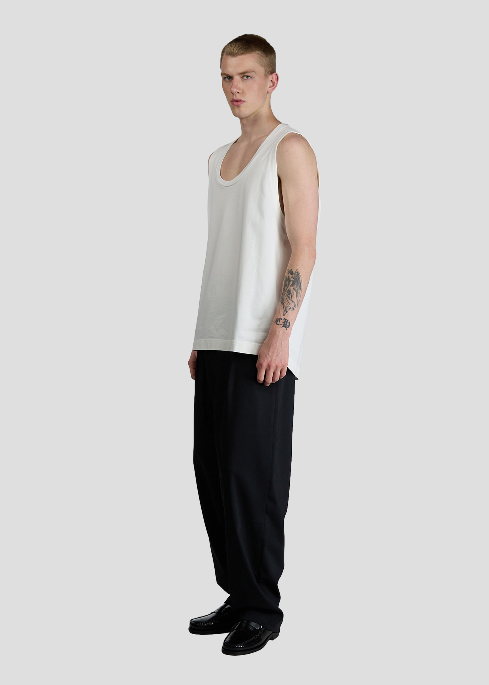SEVEN GAUGE: CANOTTIERA HEAVY JERSEY BIANCO