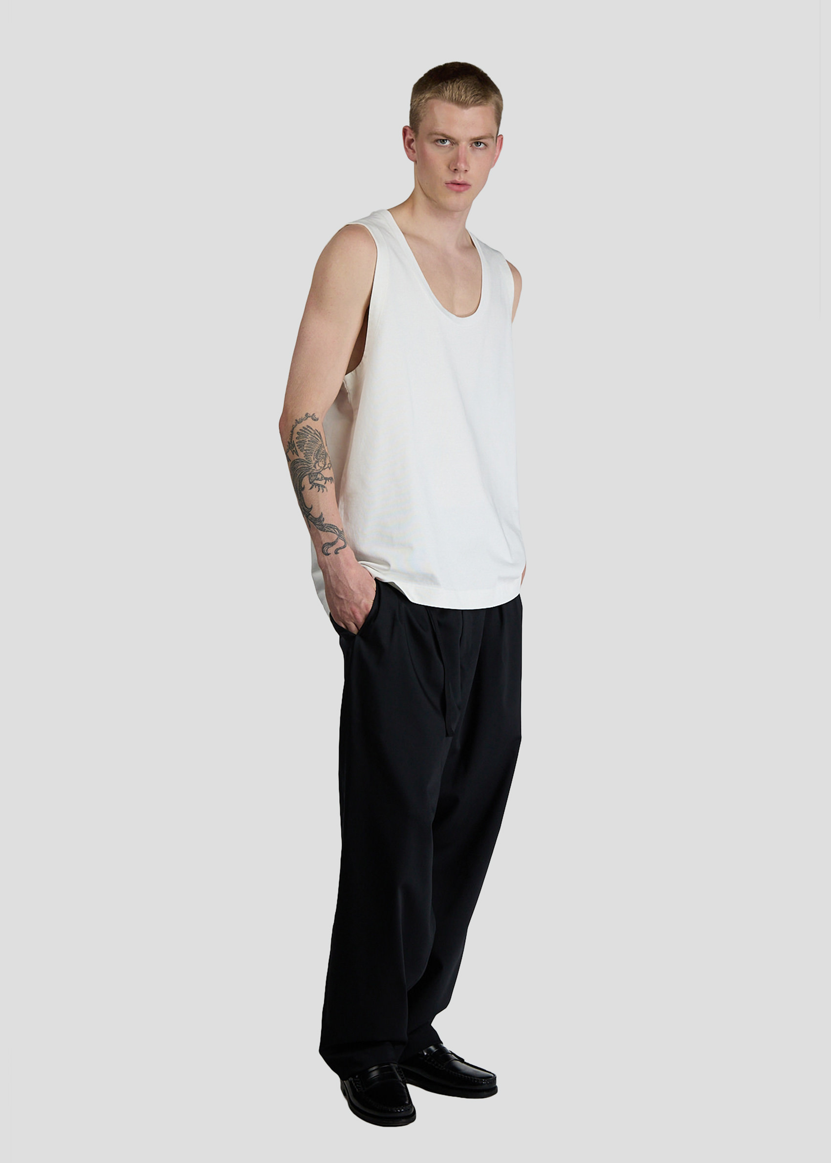 SEVEN GAUGE: CANOTTIERA HEAVY JERSEY BIANCO