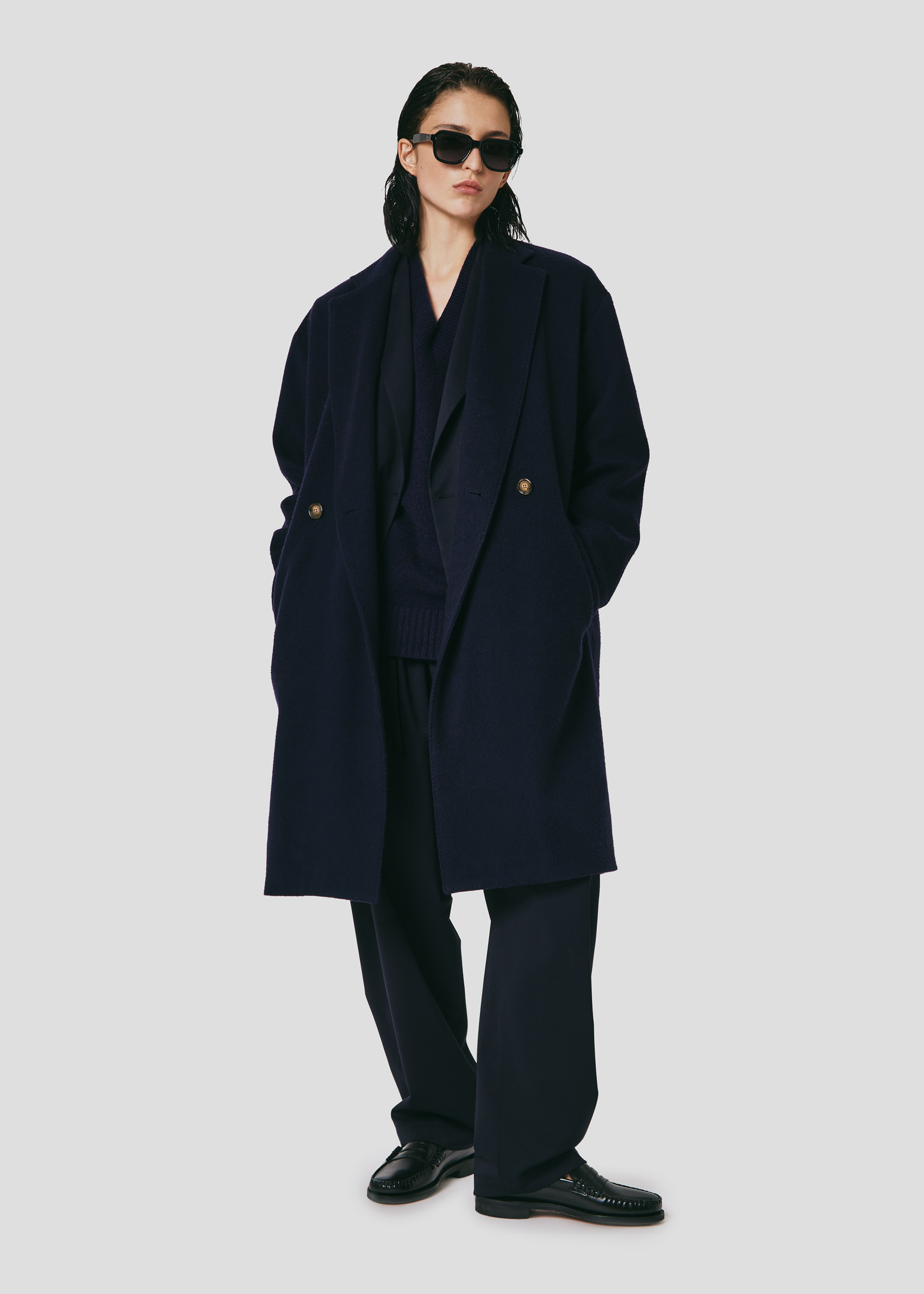 SEVEN GAUGE: CASHMERE BLEND COAT  BLUE