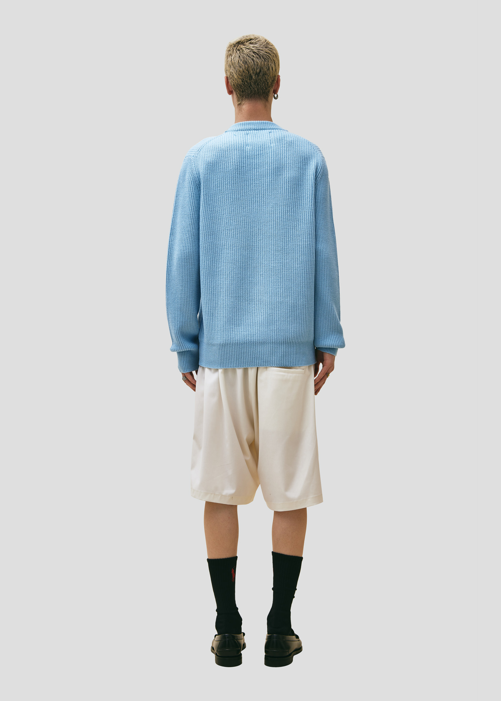 SEVEN GAUGE: CARDIGAN COSTA INGLESE COTONE LANA AZZURRO
