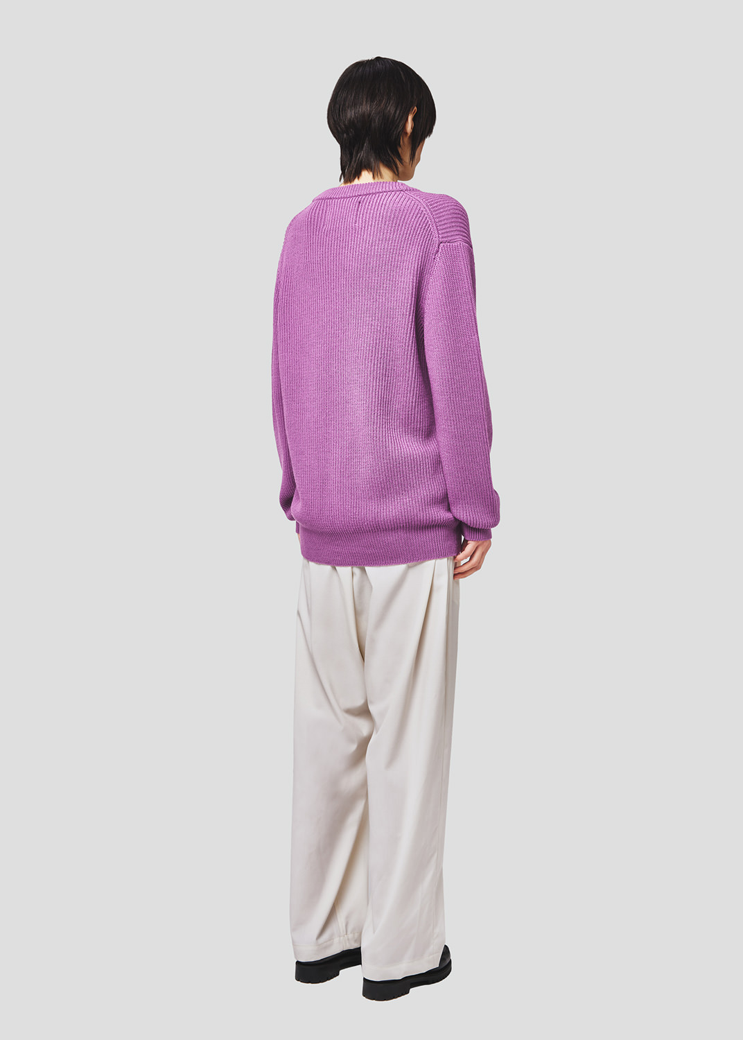 SEVEN GAUGE: CARDIGAN COSTA INGLESE COTONE LANA LILLA