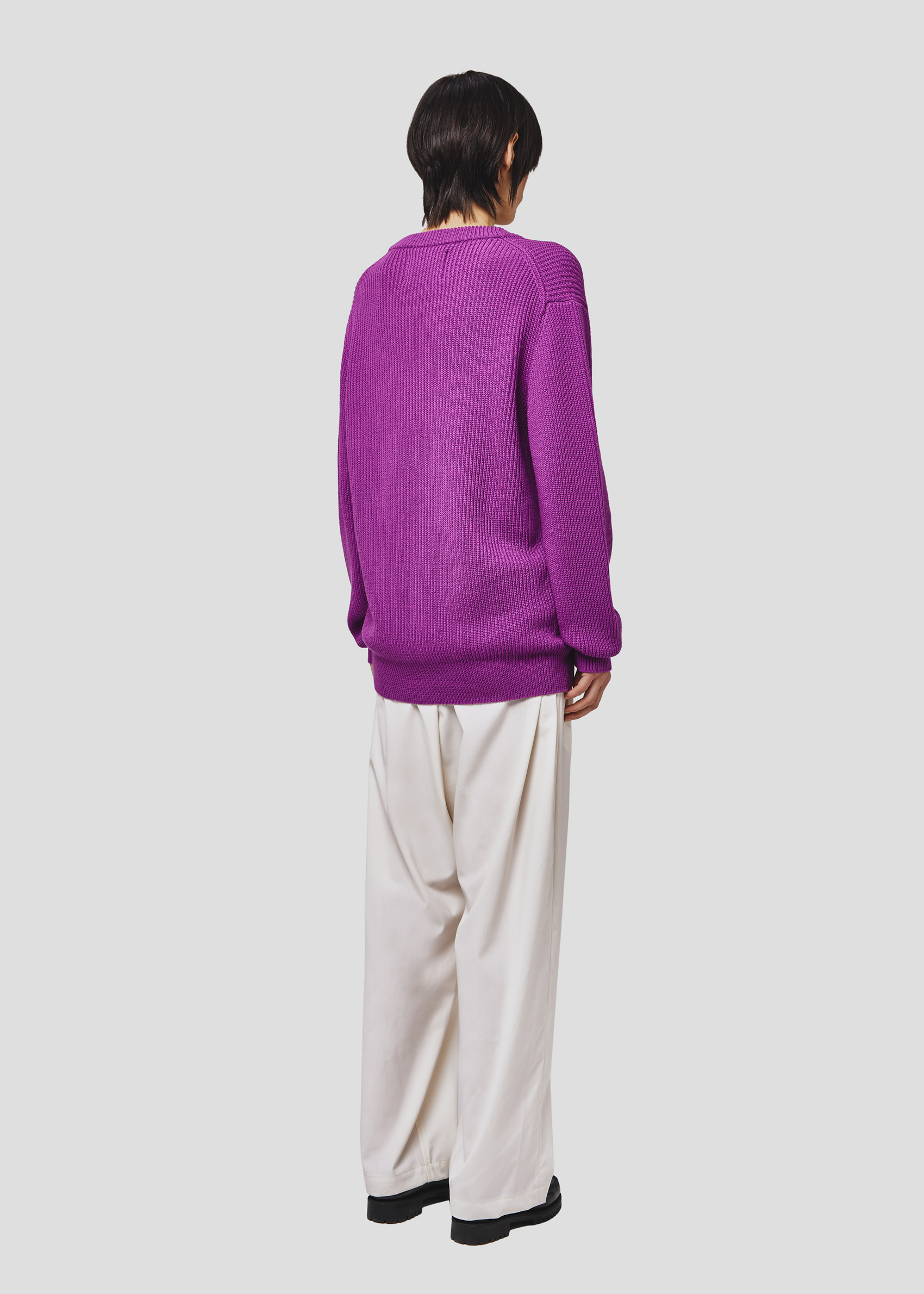 SEVEN GAUGE: CARDIGAN COSTA INGLESE COTONE LANA VIOLA