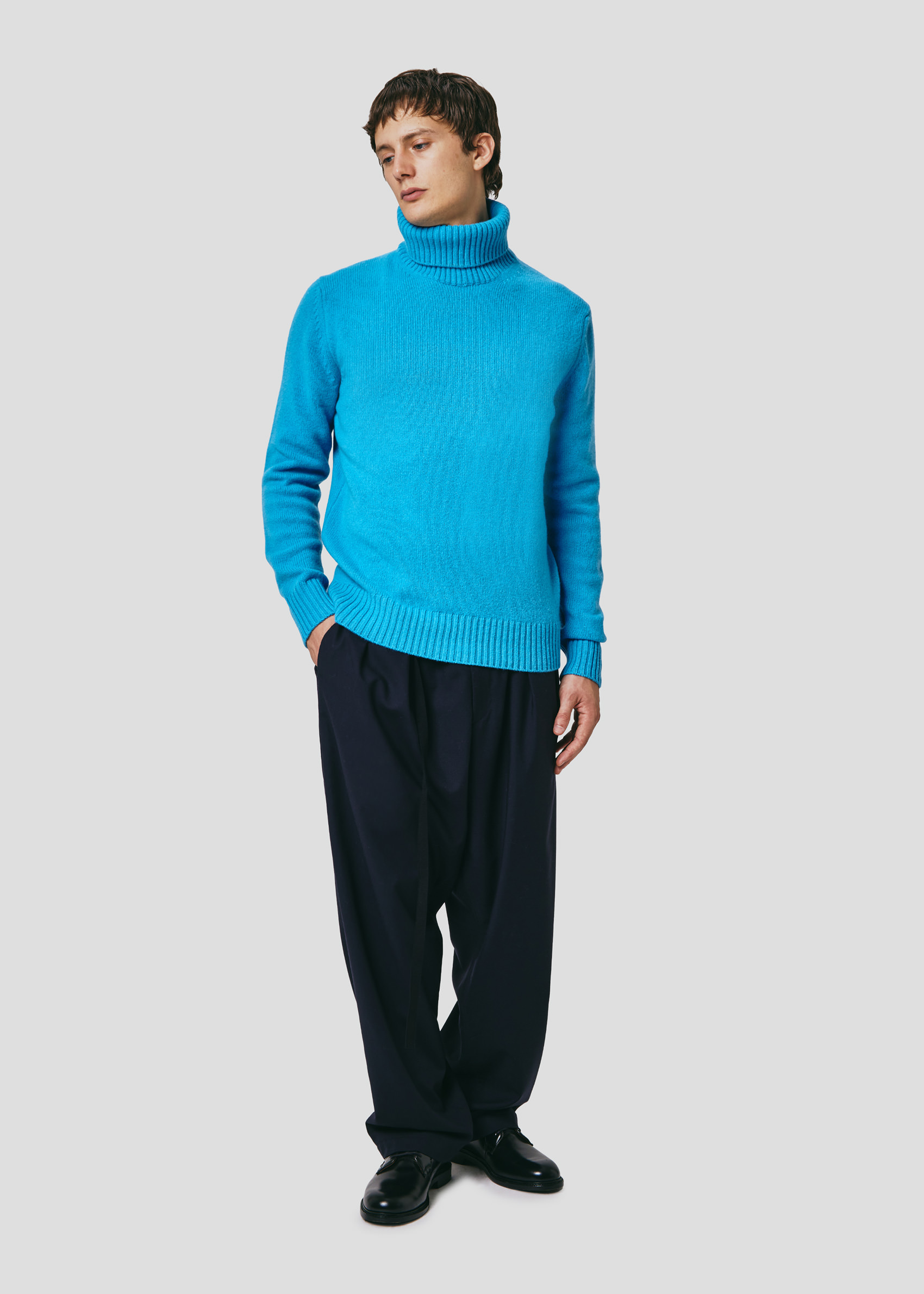 SEVEN GAUGE: MAGLIA COLLO ALTO IN LANA TURCHESE