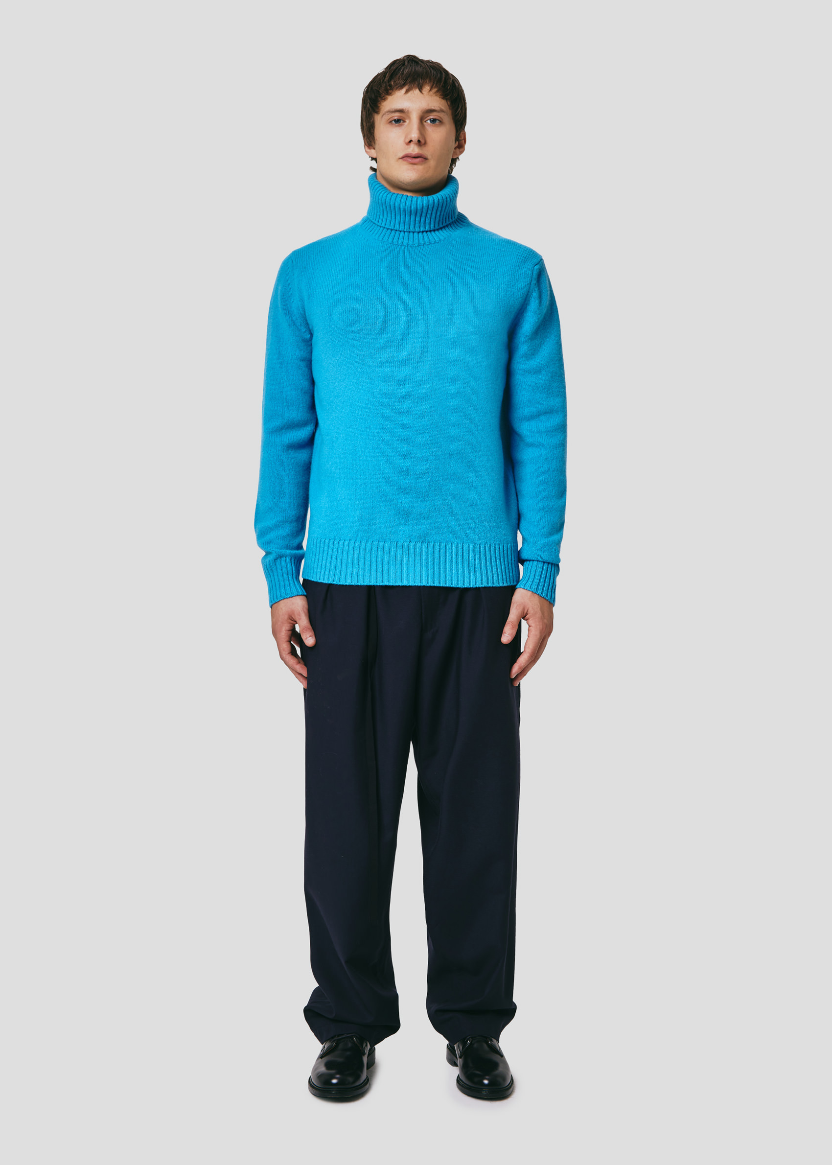 SEVEN GAUGE: MAGLIA COLLO ALTO IN LANA TURCHESE