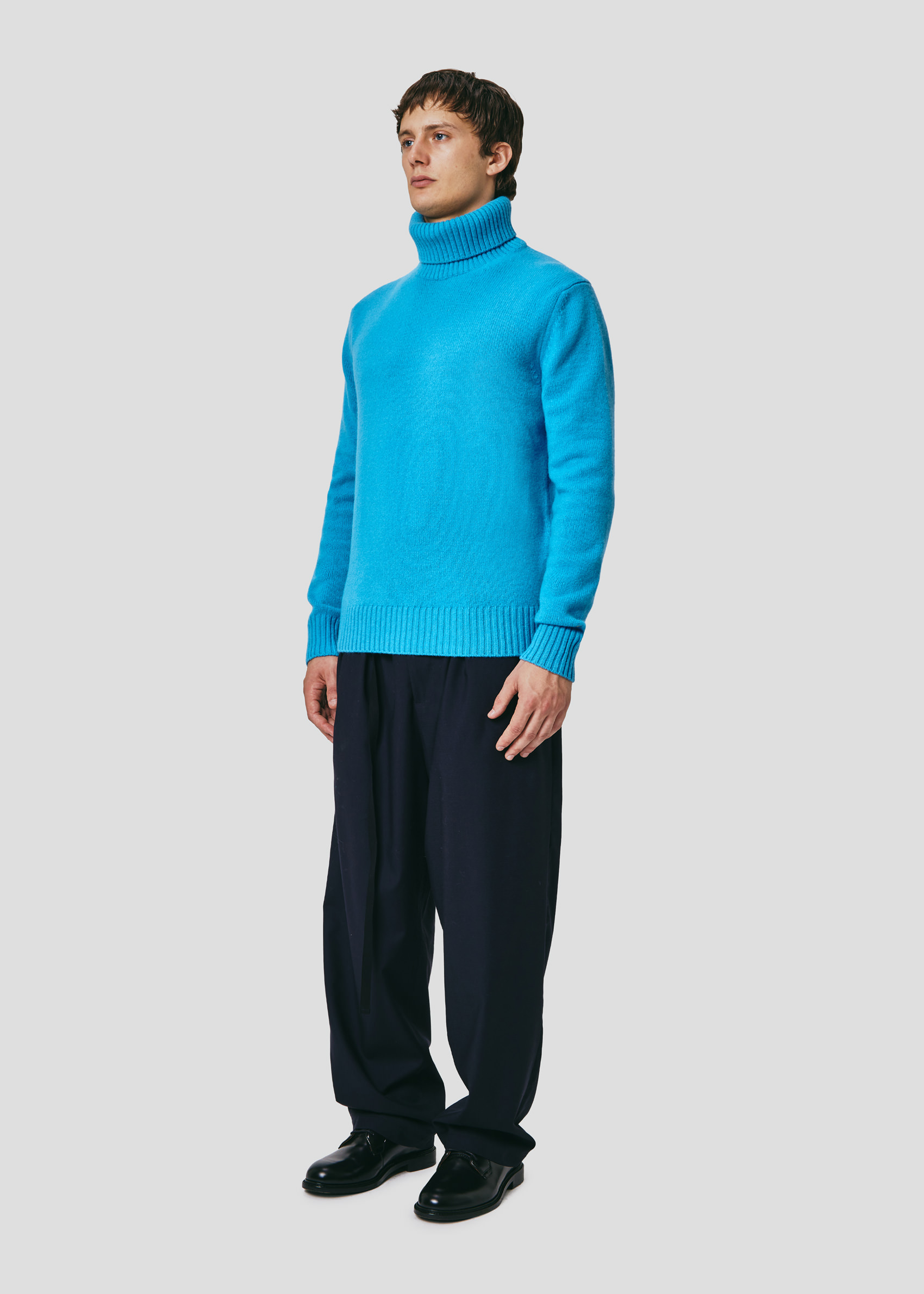 SEVEN GAUGE: MAGLIA COLLO ALTO IN LANA TURCHESE