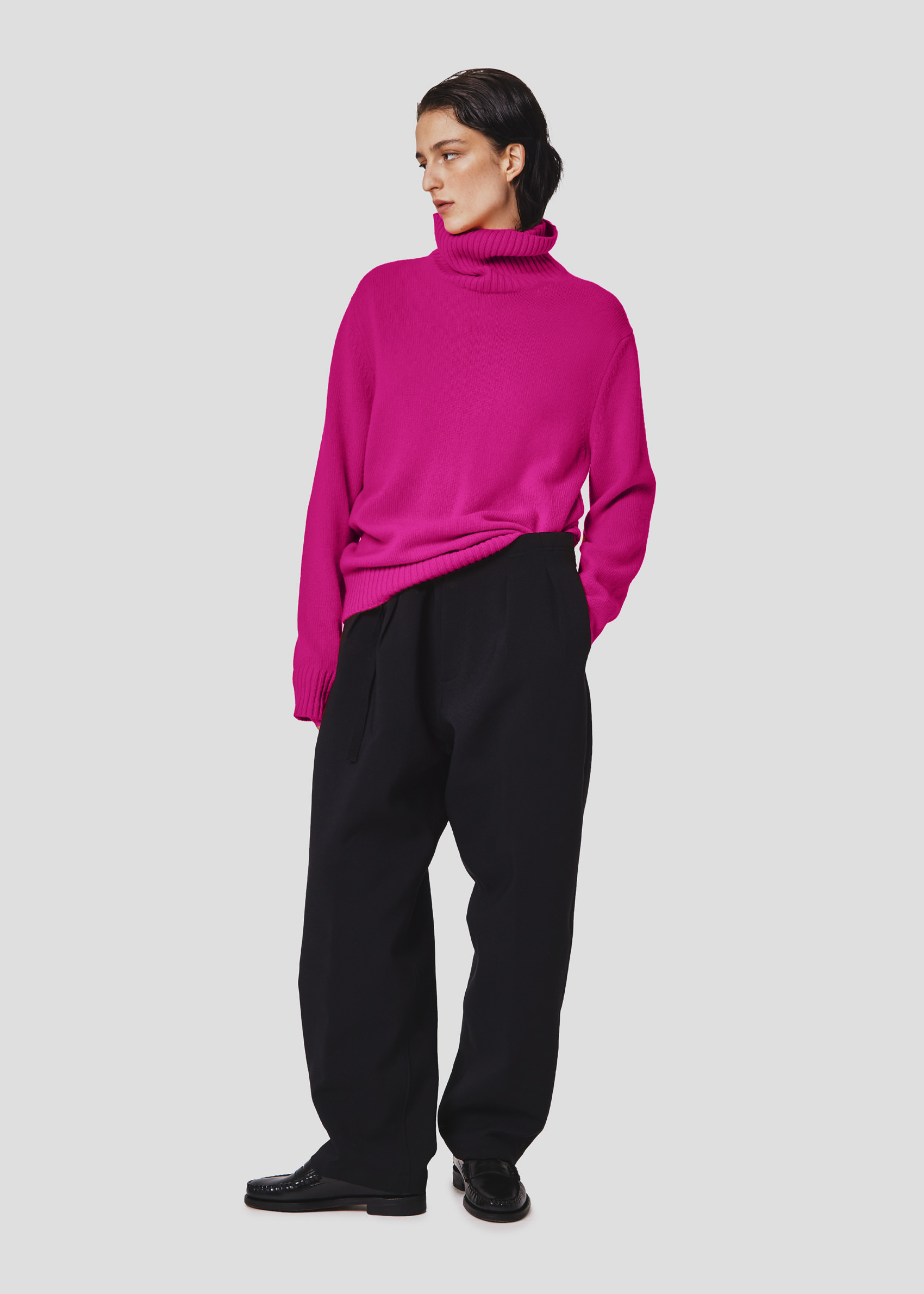 SEVEN GAUGE: MAGLIA COLLO ALTO IN LANA FUCSIA