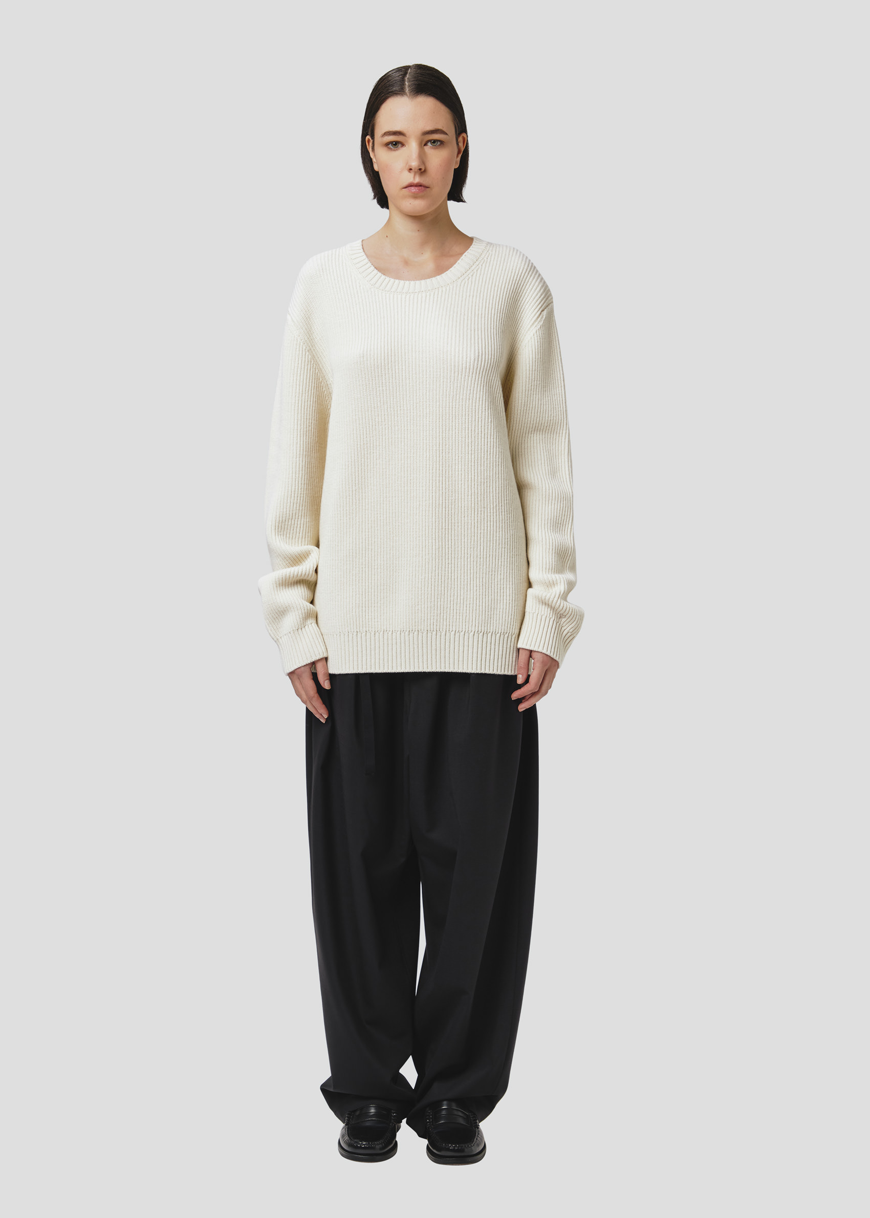 SEVEN GAUGE: MAGLIA COSTA INGLESE GIROCOLLO LANA CREMA