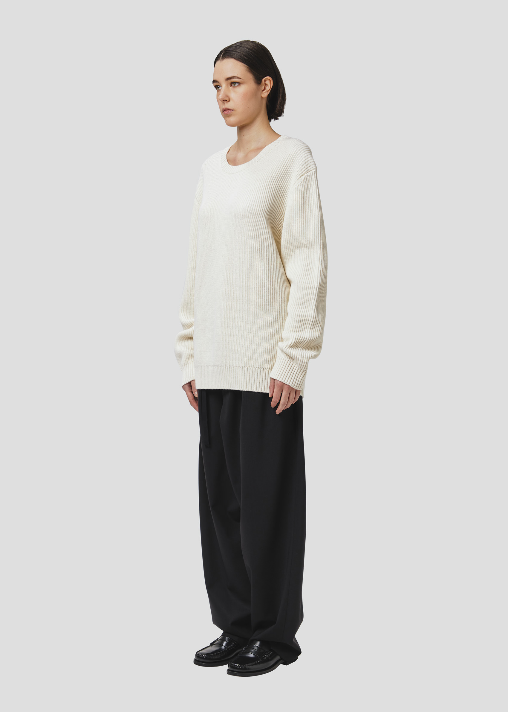 SEVEN GAUGE: MAGLIA COSTA INGLESE GIROCOLLO LANA CREMA