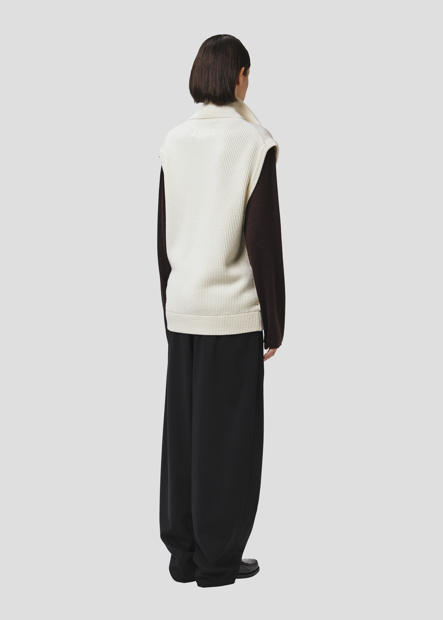 SEVEN GAUGE: GILET CON ZIP COSTA INGLESE LANA CREMA