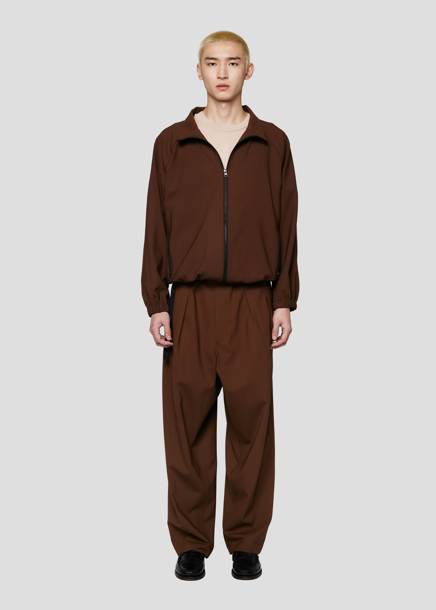 SEVEN GAUGE: ZIP JACKET TROPICAL WOOL BROWN