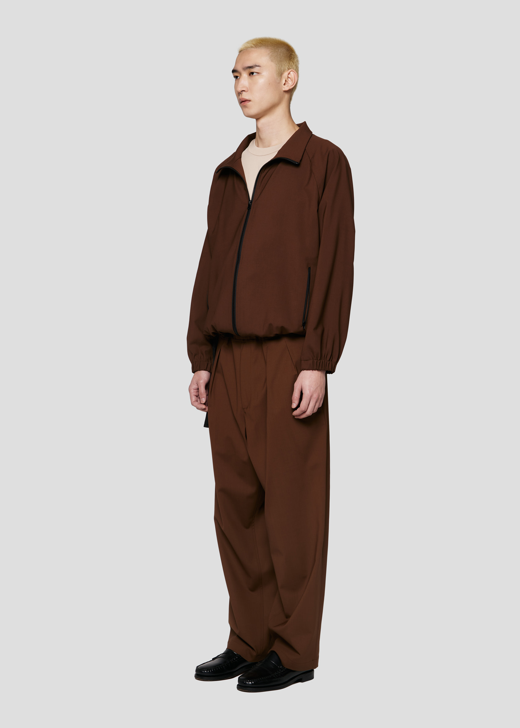 SEVEN GAUGE: ZIP JACKET TROPICAL WOOL BROWN